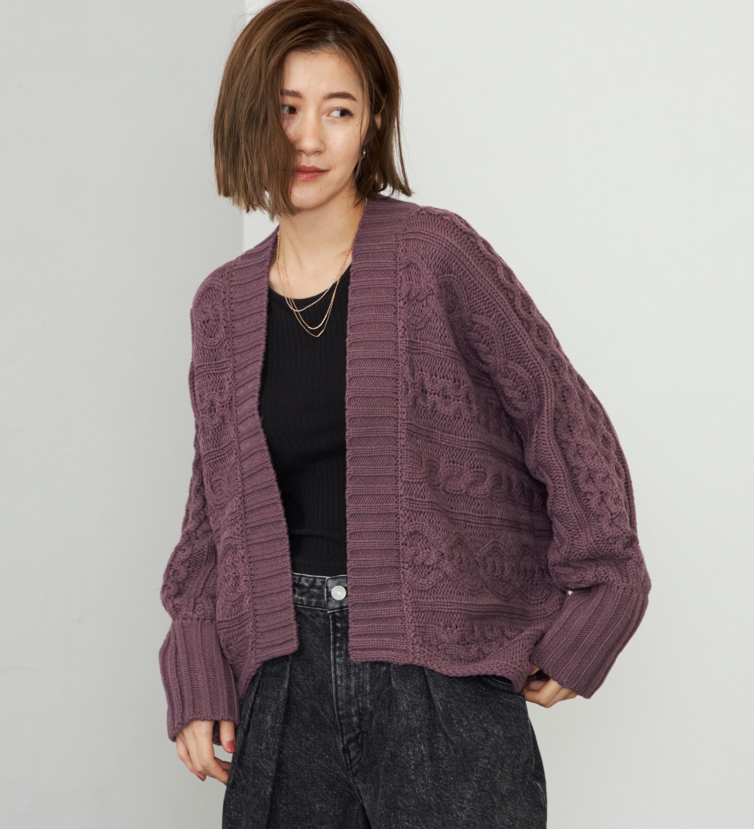 EDWIN(エドウイン)の【WEB・直営店舗限定】EDWIN LADIES ニットカーディガン|トップス/ニット/セーター/レディース|パープル
