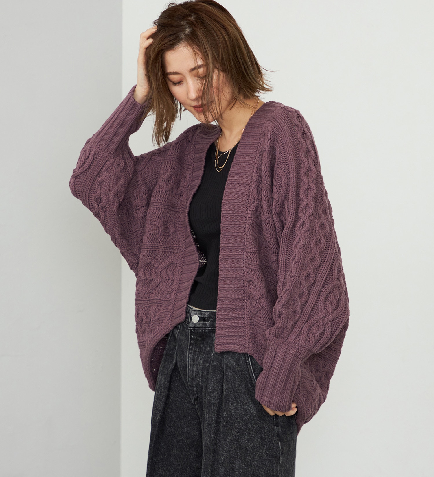 EDWIN(エドウイン)の【WEB・直営店舗限定】EDWIN LADIES ニットカーディガン|トップス/ニット/セーター/レディース|パープル