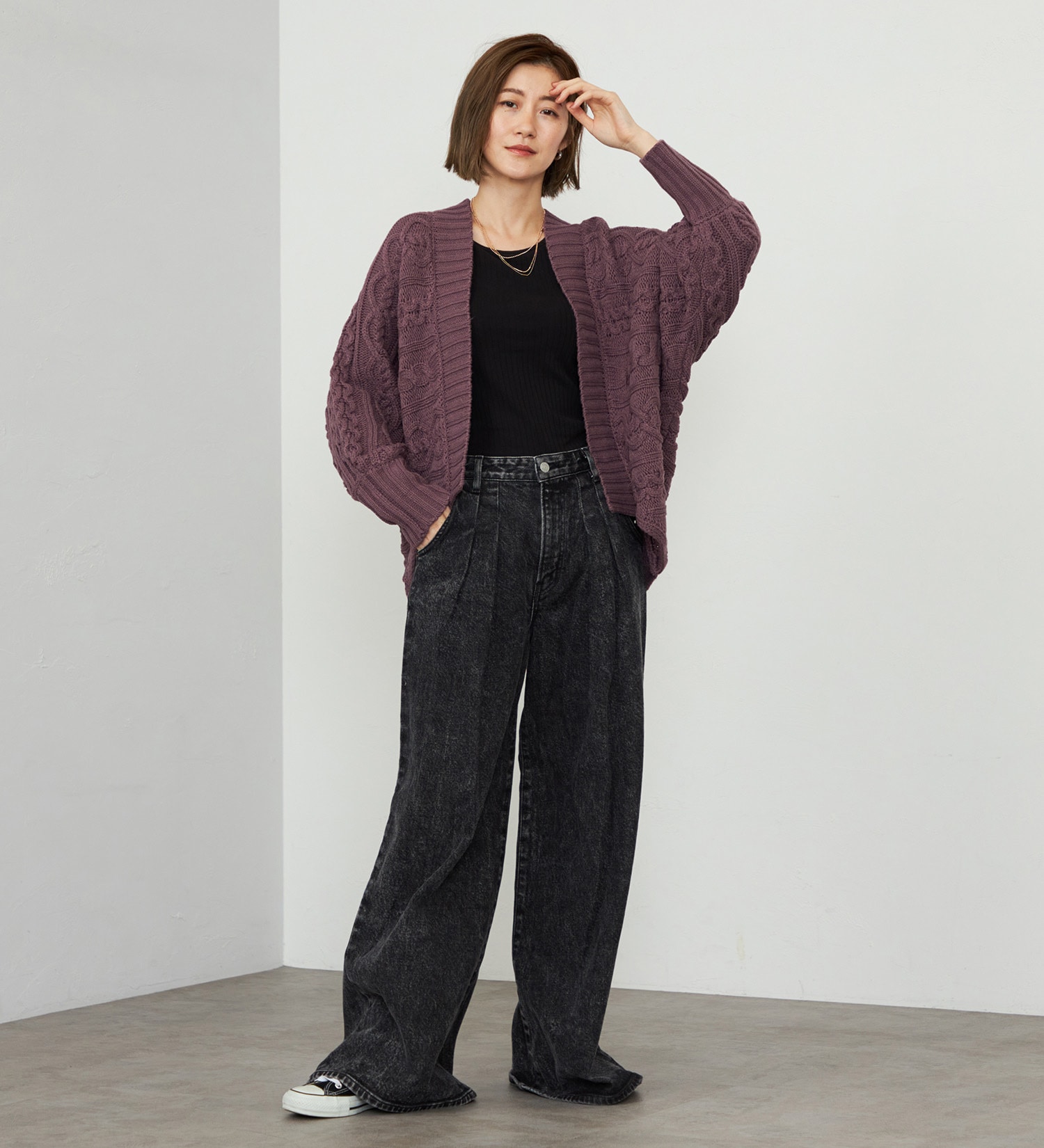 EDWIN(エドウイン)の【WEB・直営店舗限定】EDWIN LADIES ニットカーディガン|トップス/ニット/セーター/レディース|パープル
