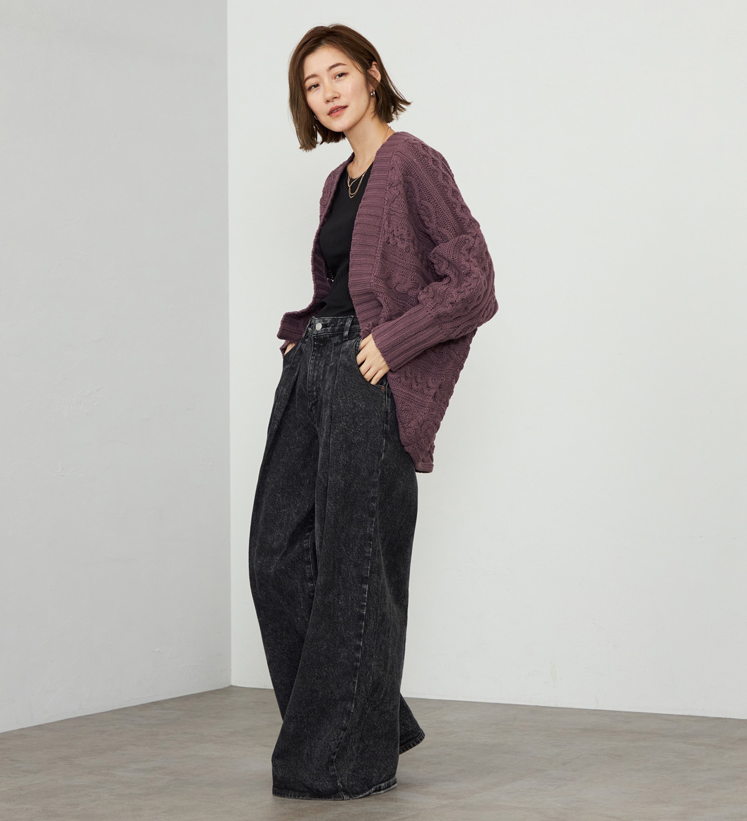 EDWIN(エドウイン)の【WEB・直営店舗限定】EDWIN LADIES ニットカーディガン|トップス/ニット/セーター/レディース|パープル