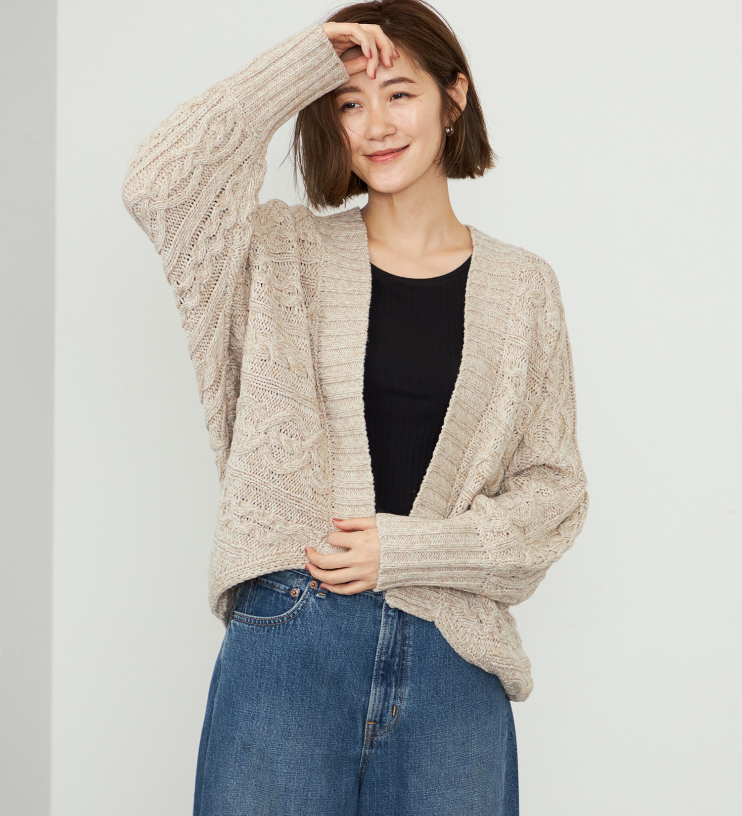 EDWIN(エドウイン)の【WEB・直営店舗限定】EDWIN LADIES ニットカーディガン|トップス/ニット/セーター/レディース|ベージュ