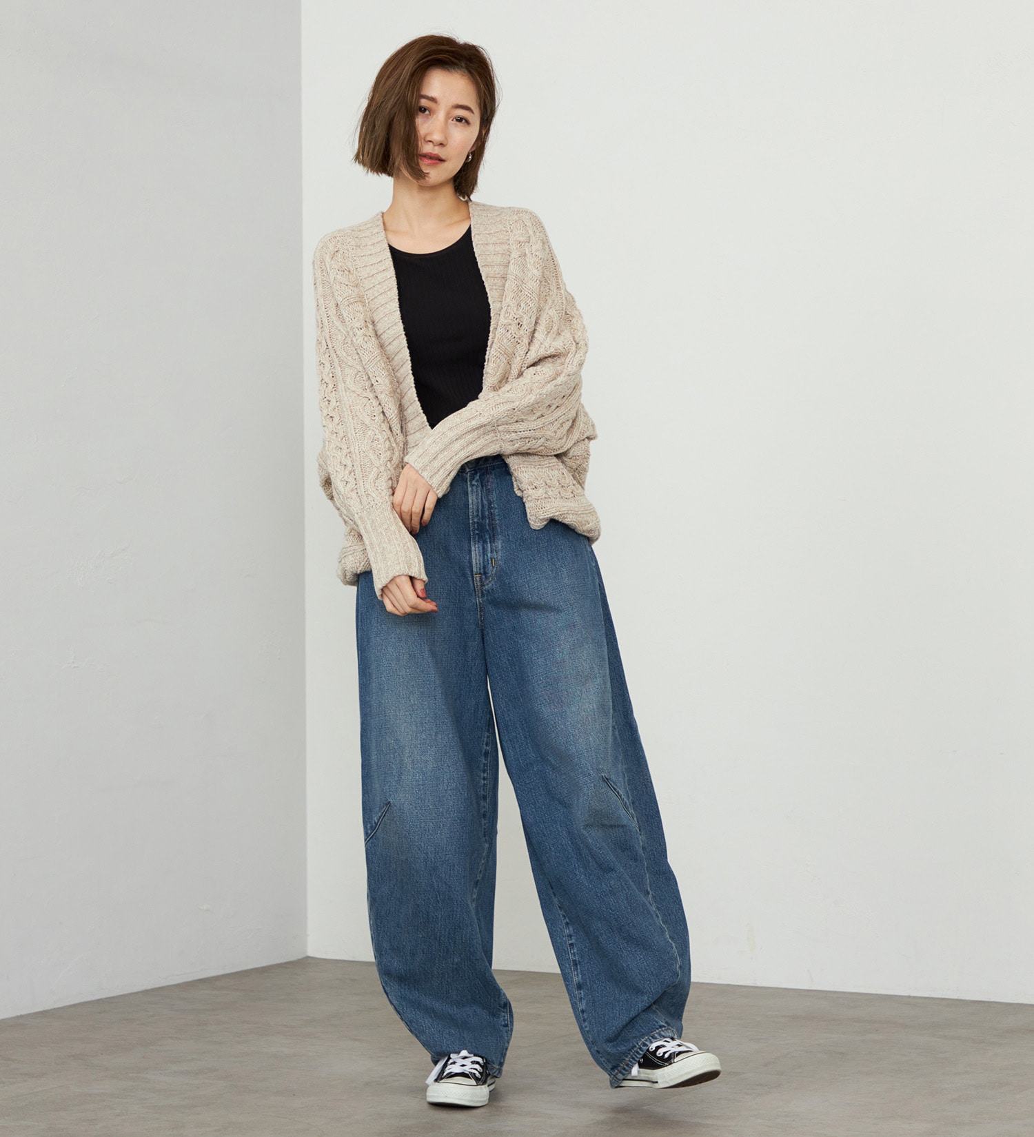 EDWIN(エドウイン)の【WEB・直営店舗限定】EDWIN LADIES ニットカーディガン|トップス/ニット/セーター/レディース|ベージュ