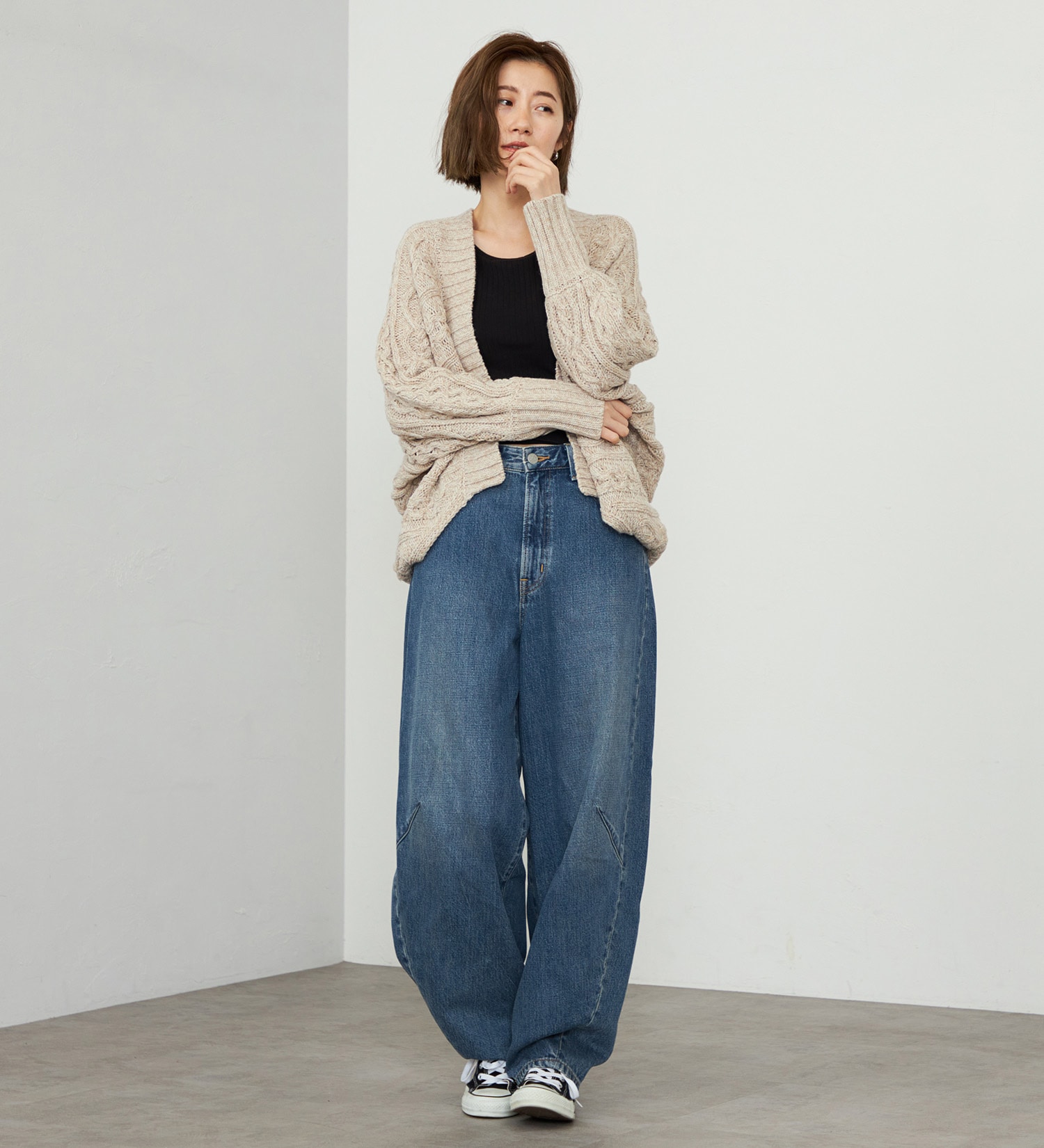 EDWIN(エドウイン)の【WEB・直営店舗限定】EDWIN LADIES ニットカーディガン|トップス/ニット/セーター/レディース|ベージュ