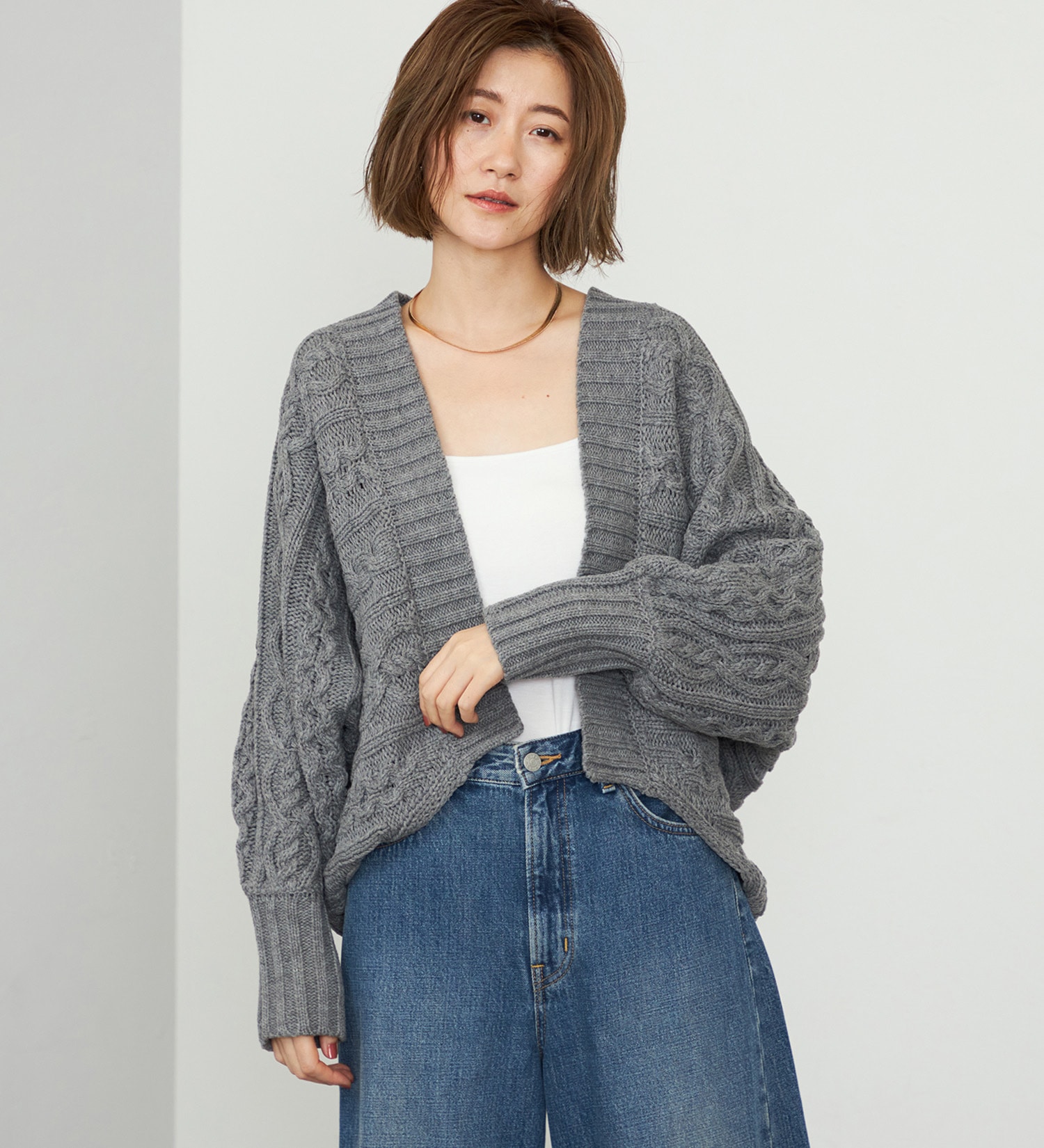 EDWIN(エドウイン)の【WEB・直営店舗限定】EDWIN LADIES ニットカーディガン|トップス/ニット/セーター/レディース|グレー