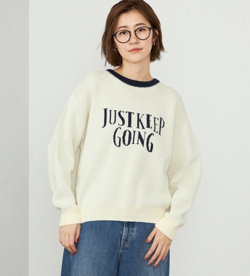 EDWIN(エドウイン)の【WEB・直営店舗限定】EDWIN LADIES レタークルーニットプルオーバー|トップス/ニット/セーター/レディース|オフホワイト