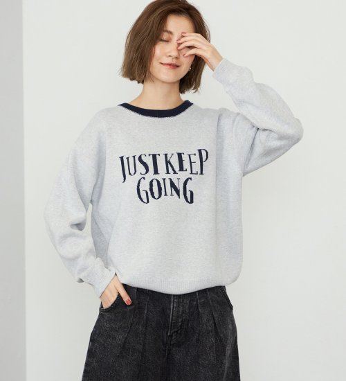EDWIN(エドウイン)の【WEB・直営店舗限定】EDWIN LADIES レタークルーニットプルオーバー|トップス/ニット/セーター/レディース|グレー