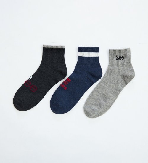 Lee メンズ3Pソックス 3パターンロゴショート