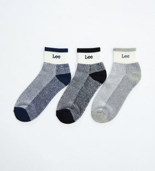 Lee メンズ3Pソックス 底パイルショート
