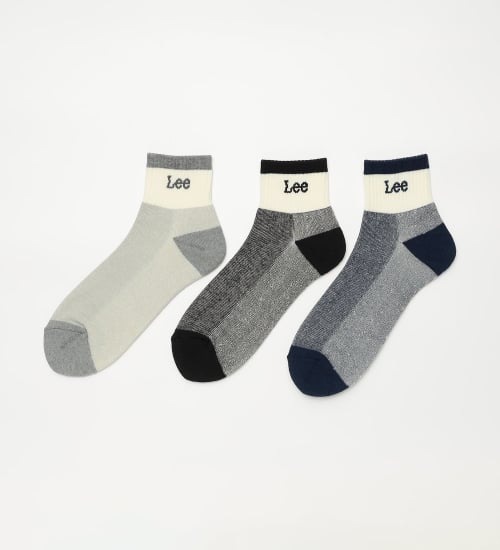 Leeメンズ3P底パイル ショートソックス