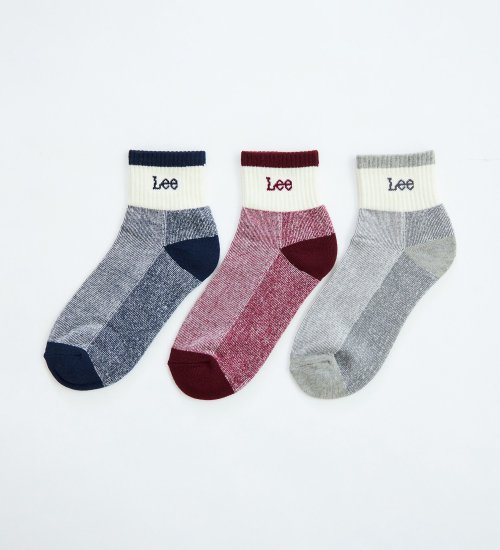 Lee レディース3Pソックス 底パイルショート