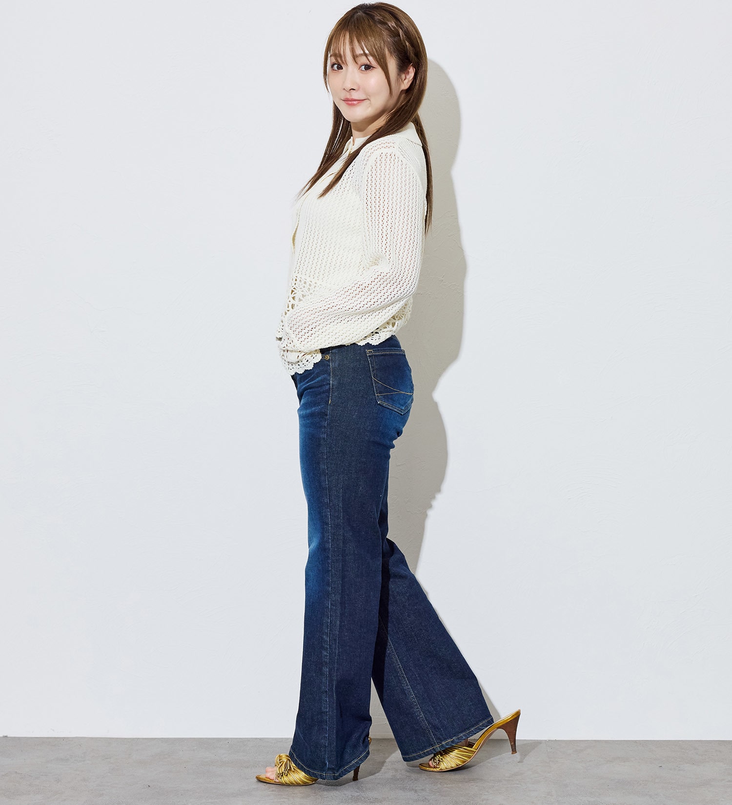 SOMETHING(サムシング)の【予約】SOMETHING×なつぽい コラボジーンズ POI FLARE|パンツ/デニム/ジーンズパンツ/レディース|濃色ブルー