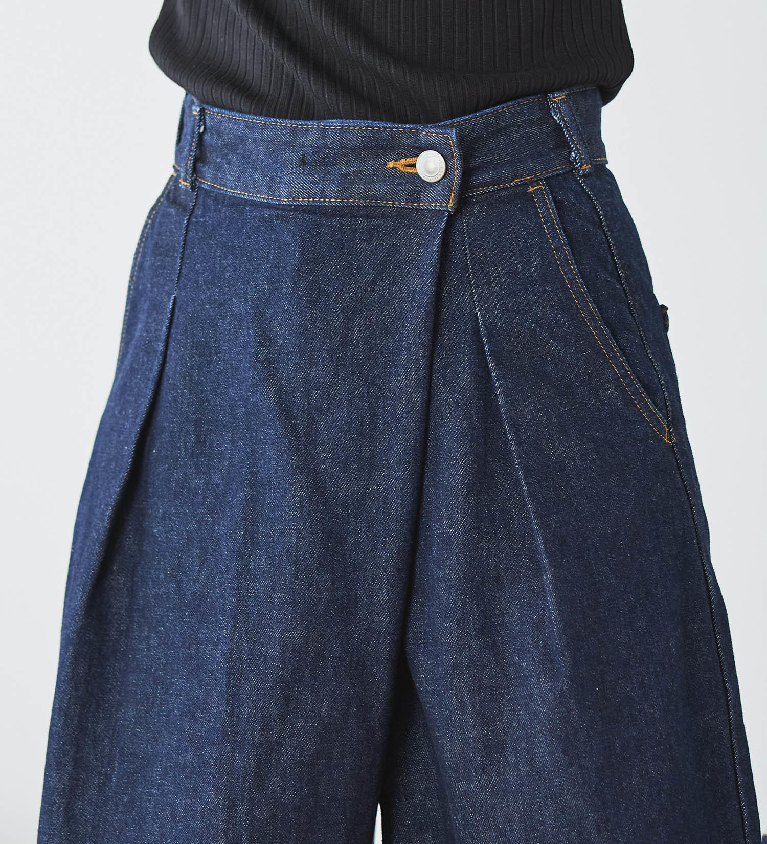 SOMETHING(サムシング)の【予約】atelier SOMETHING WRAP WIDE PANTS/アトリエサムシングラップワイドパンツ|パンツ/デニム/ジーンズパンツ/レディース|インディゴブルー