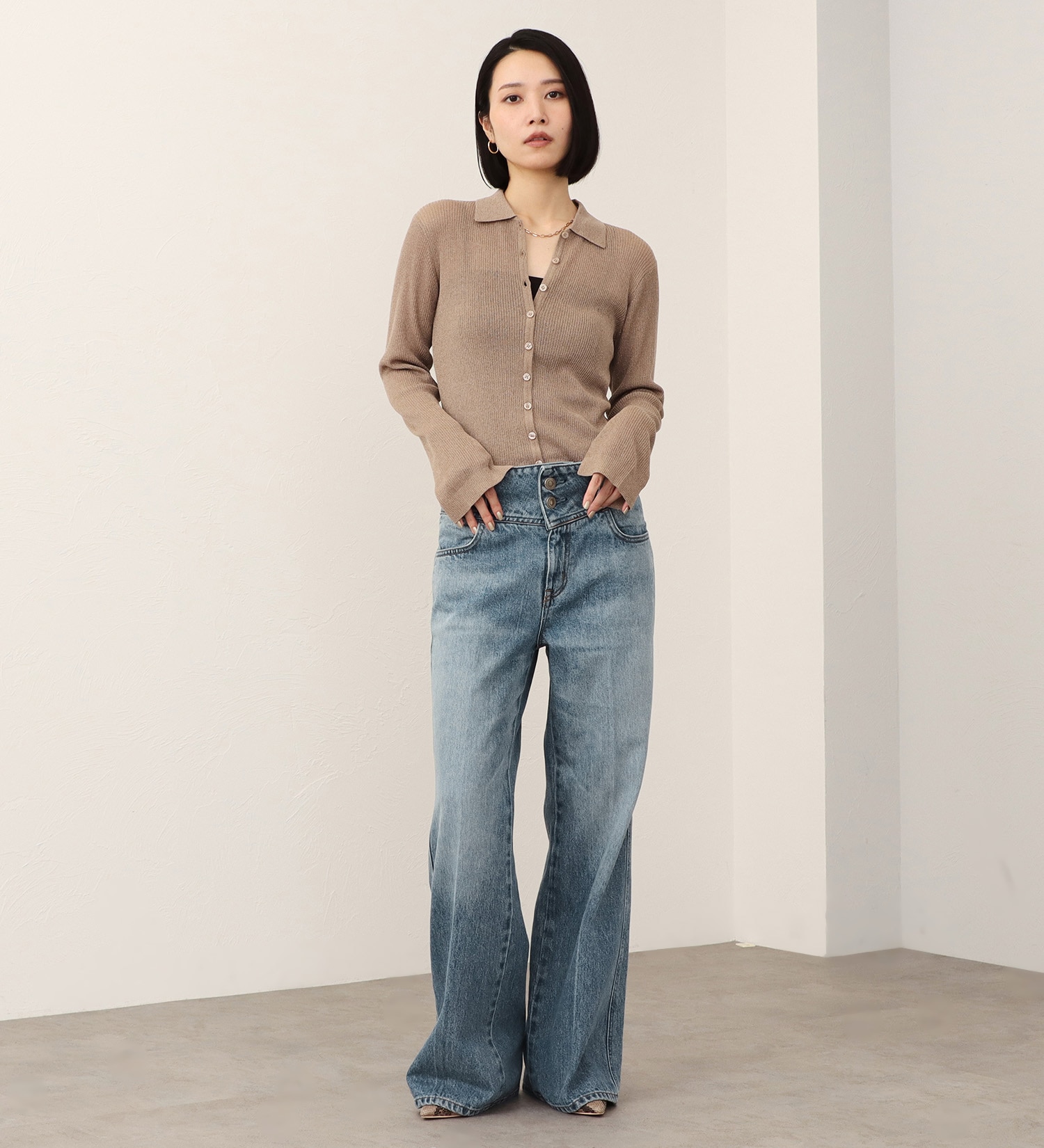 SOMETHING(サムシング)の【予約】atelier SOMETHING CORSET FLARE/コルセットフレアデニム|パンツ/デニム/ジーンズパンツ/レディース|淡色ブルー