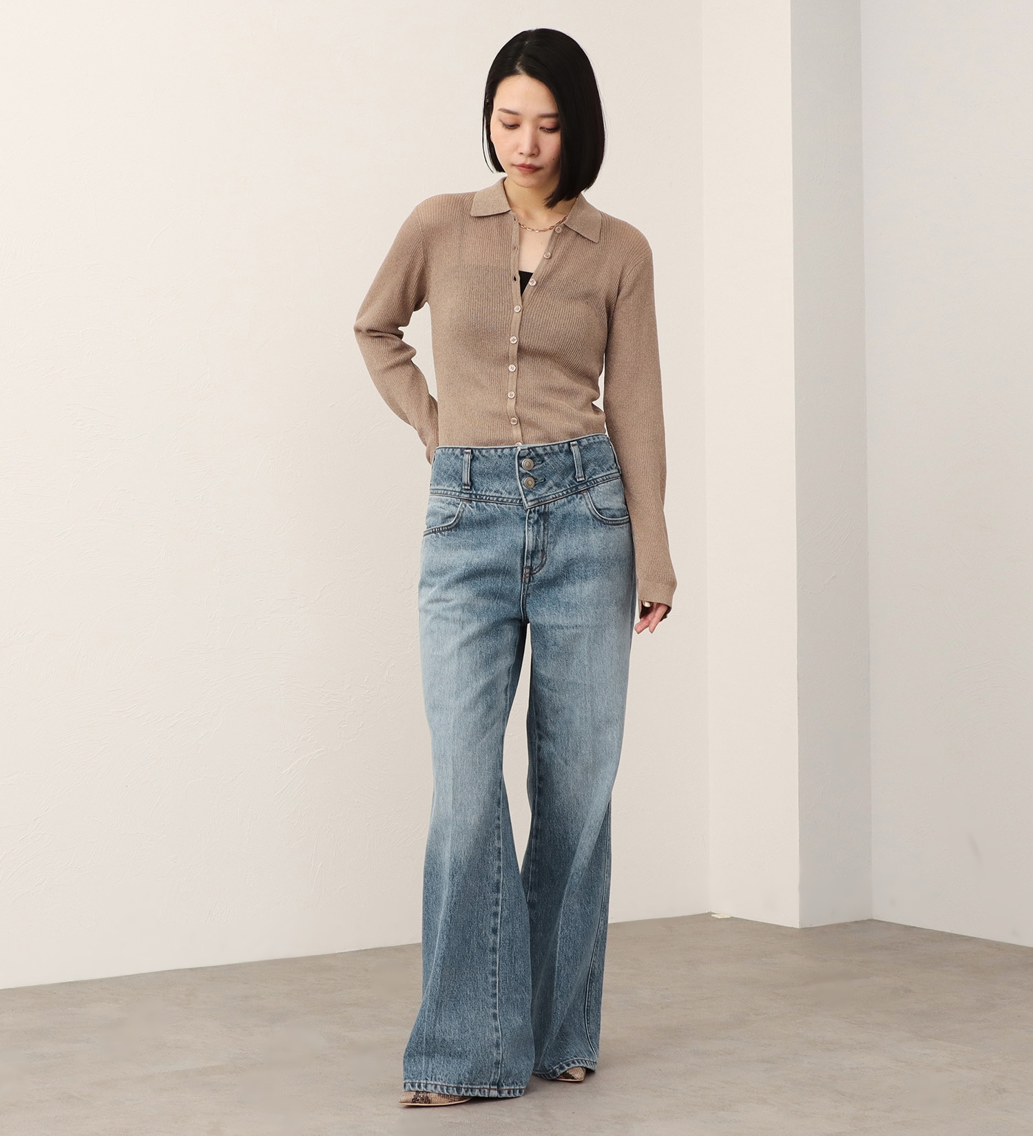 SOMETHING(サムシング)の【予約】atelier SOMETHING CORSET FLARE/コルセットフレアデニム|パンツ/デニム/ジーンズパンツ/レディース|淡色ブルー