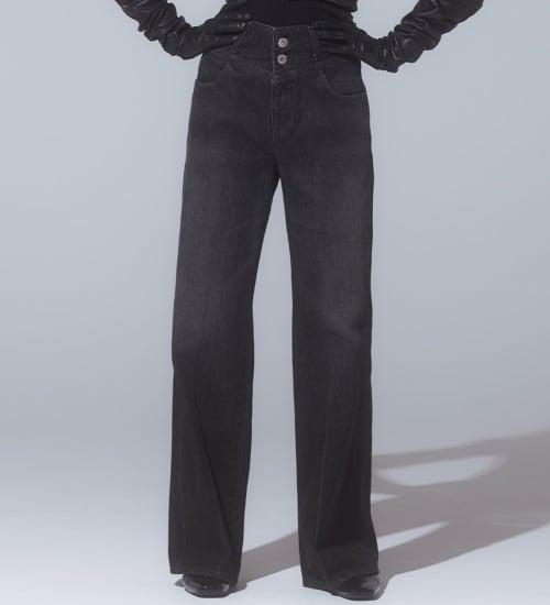 SOMETHING(サムシング)の【予約】atelier SOMETHING CORSET FLARE/コルセットフレアデニム|パンツ/デニム/ジーンズパンツ/レディース|ブラック