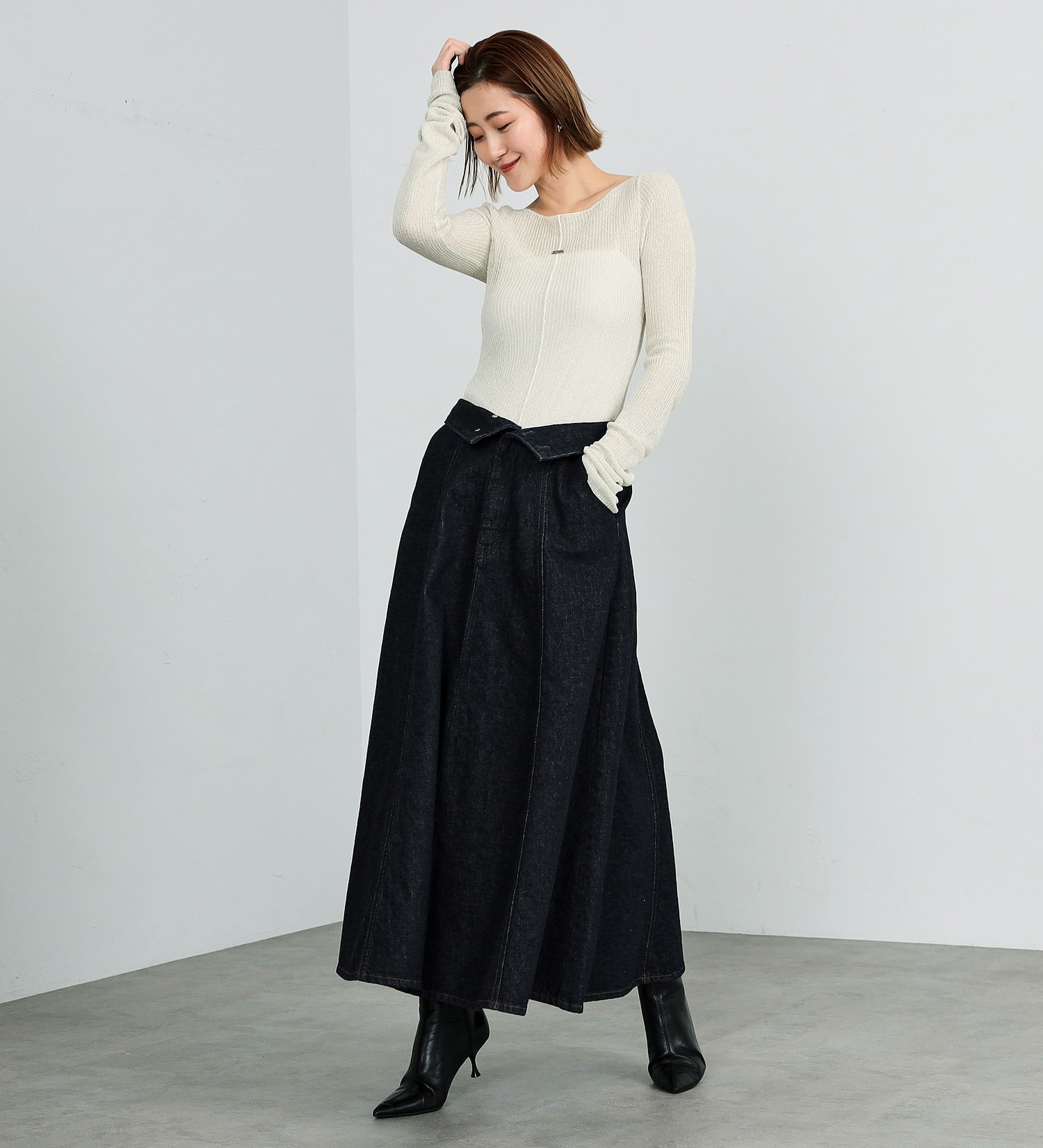 SOMETHING(サムシング)の【GISELe 4月号掲載】atelier SOMETHING TLEB  DENIM SKIRT/デニムスカート|スカート/デニムスカート/レディース|インディゴブルー