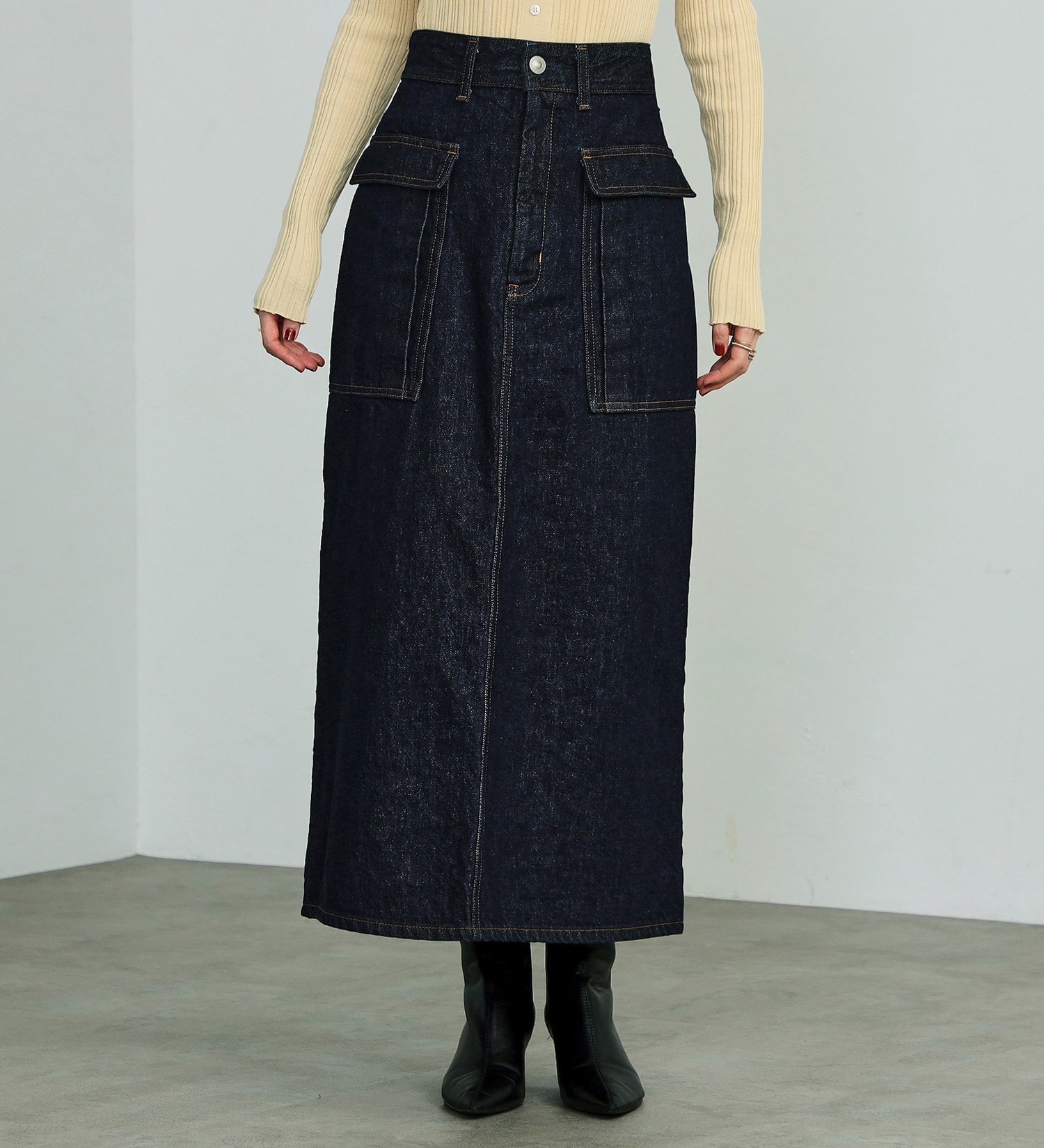 SOMETHING(サムシング)の【試着対象】atelier SOMETHING BIG POCKET SKIRT/ビッグポケットデニムスカート|スカート/デニムスカート/レディース|インディゴブルー