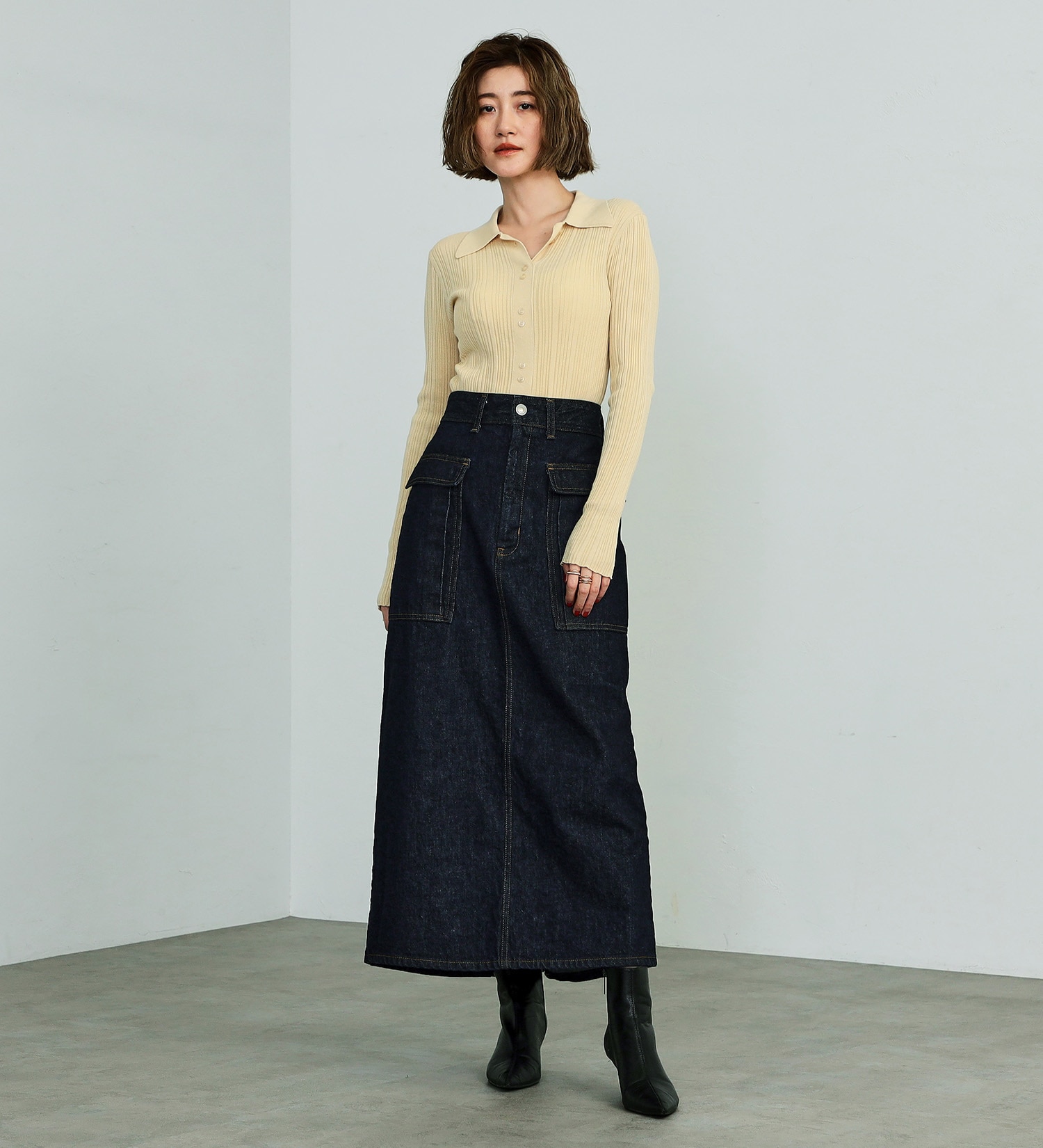 SOMETHING(サムシング)の【試着対象】atelier SOMETHING BIG POCKET SKIRT/ビッグポケットデニムスカート|スカート/デニムスカート/レディース|インディゴブルー