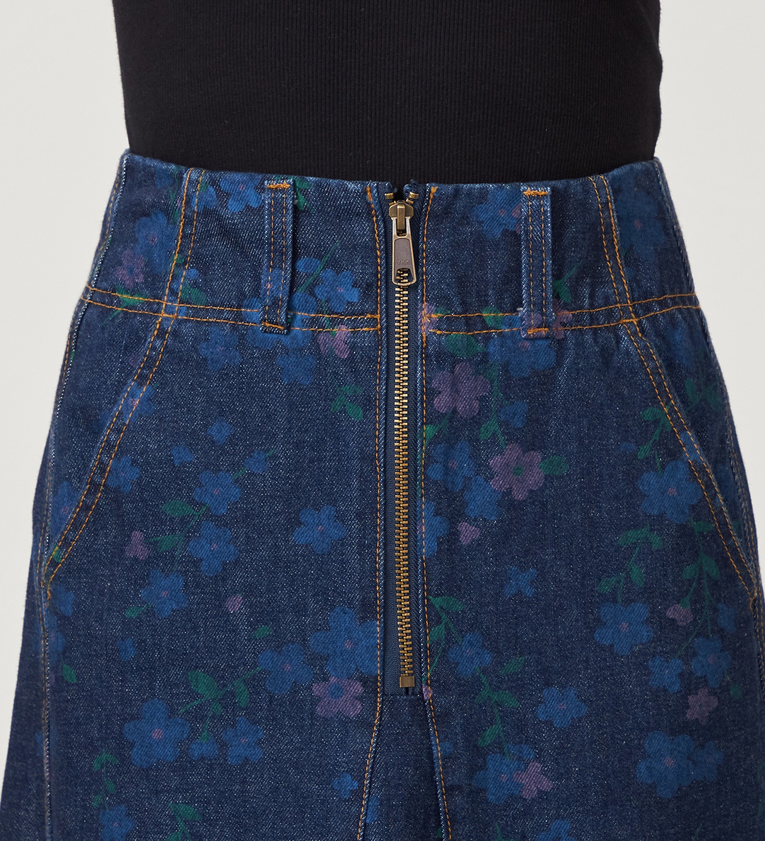 SOMETHING(サムシング)の【予約】atelier SOMETHING MERMAID SKIRT/マーメイドスカート【FLOWER】|スカート/デニムスカート/レディース|濃色ブルー