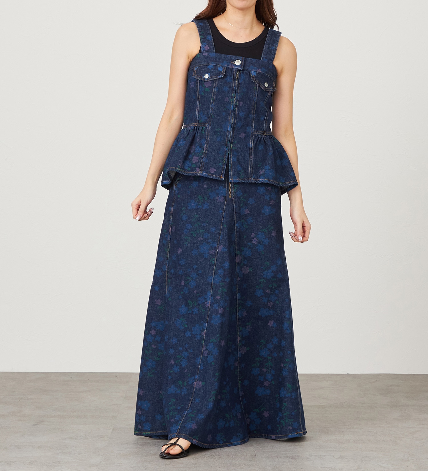 SOMETHING(サムシング)の【予約】atelier SOMETHING MERMAID SKIRT/マーメイドスカート【FLOWER】|スカート/デニムスカート/レディース|濃色ブルー