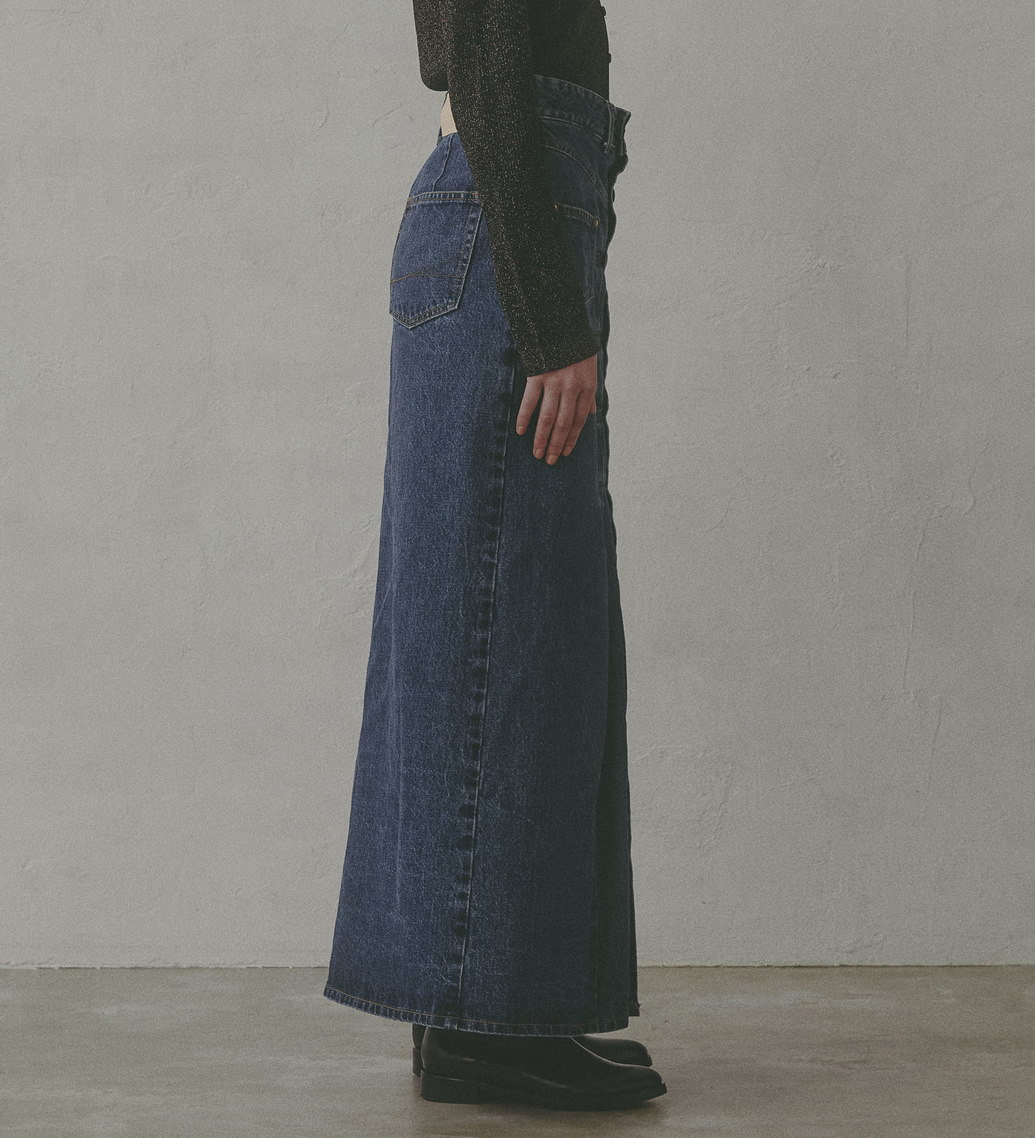 SOMETHING(サムシング)の【予約】atelier SOMETHING JACKET DETAIL SKIRT/アトリエサムシングロングデニムスカート|スカート/デニムスカート/レディース|中色ブルー