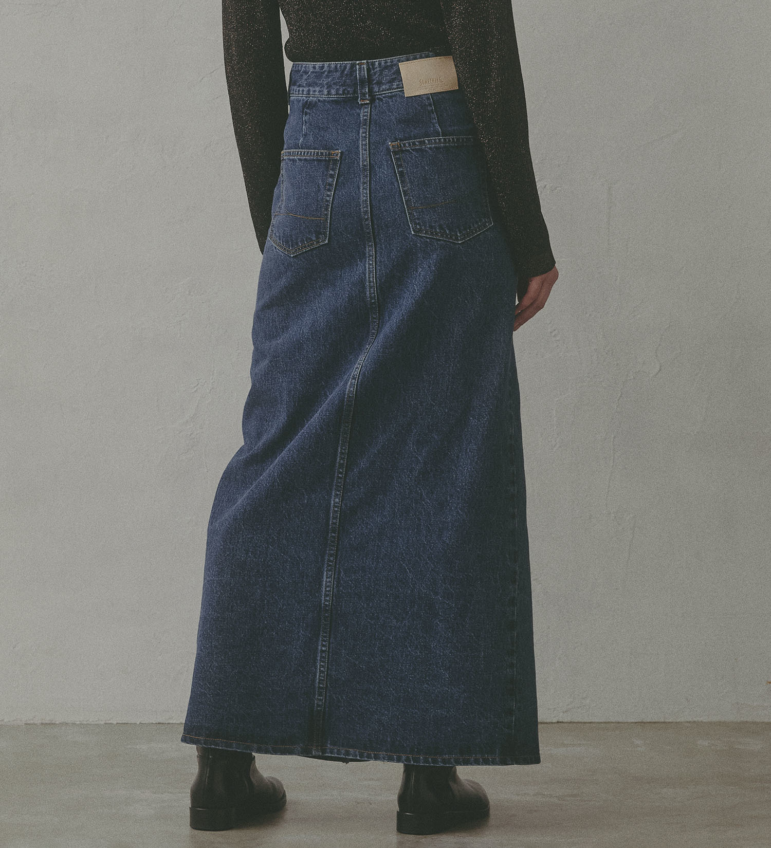 SOMETHING(サムシング)の【予約】atelier SOMETHING JACKET DETAIL SKIRT/アトリエサムシングロングデニムスカート|スカート/デニムスカート/レディース|中色ブルー