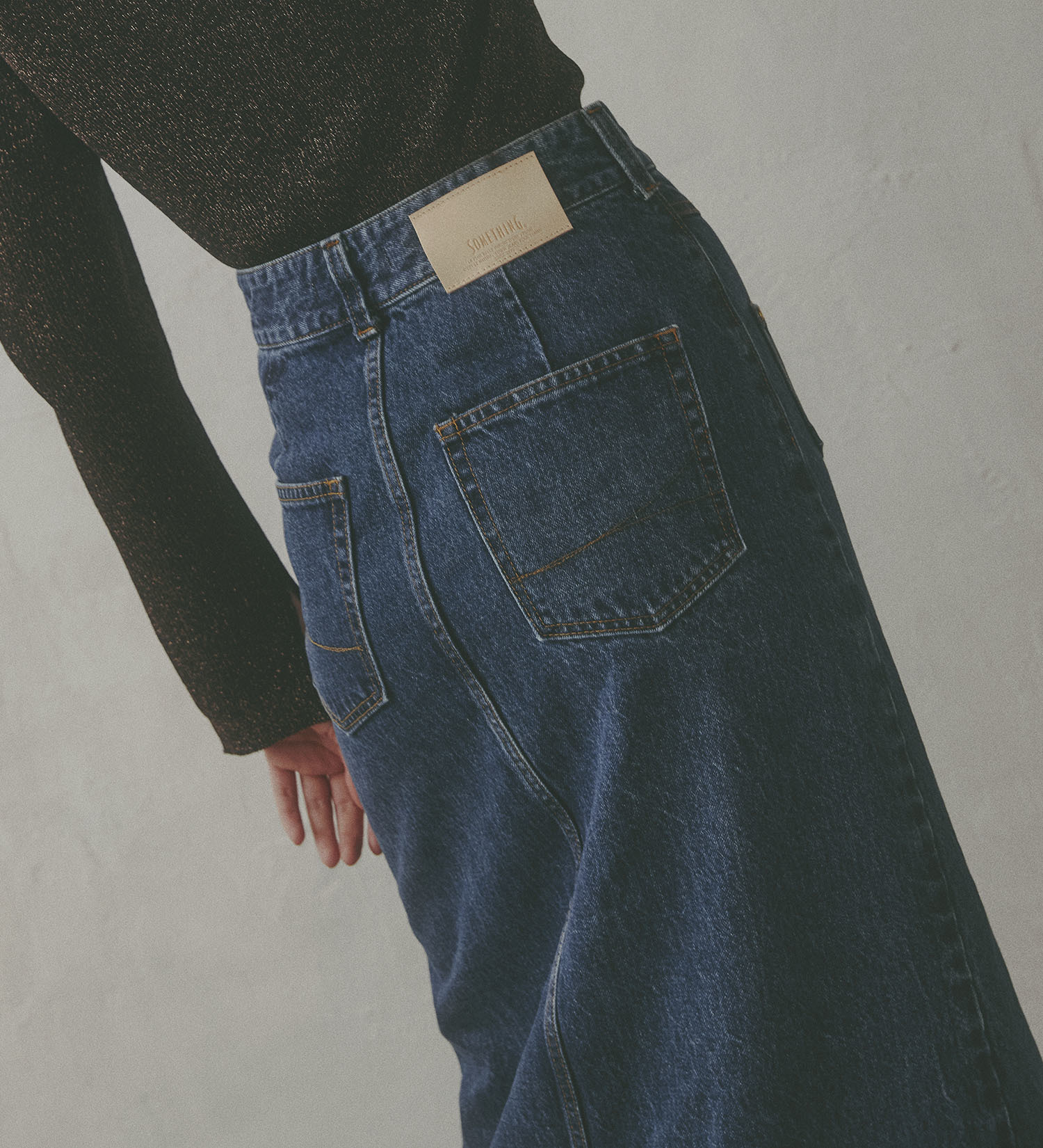 SOMETHING(サムシング)の【予約】atelier SOMETHING JACKET DETAIL SKIRT/アトリエサムシングロングデニムスカート|スカート/デニムスカート/レディース|中色ブルー