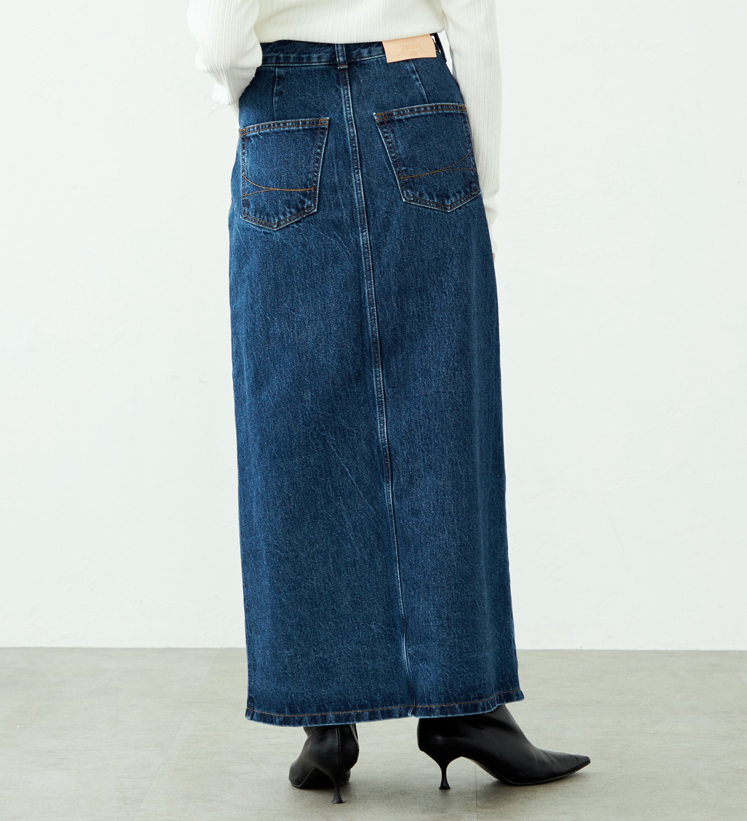SOMETHING(サムシング)の【予約】atelier SOMETHING JACKET DETAIL SKIRT/アトリエサムシングロングデニムスカート|スカート/デニムスカート/レディース|中色ブルー