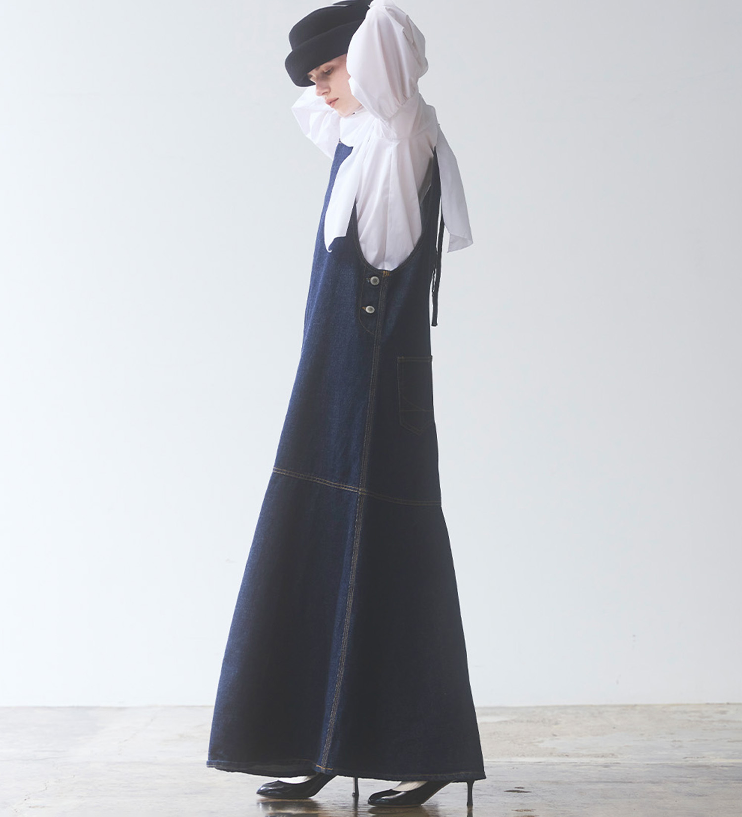 SOMETHING(サムシング)のatelier SOMETHING　AMERICAN SLEEVE ONEPIECE/アメリカンスリーブワンピース|ワンピース/ワンピース/レディース|インディゴブルー