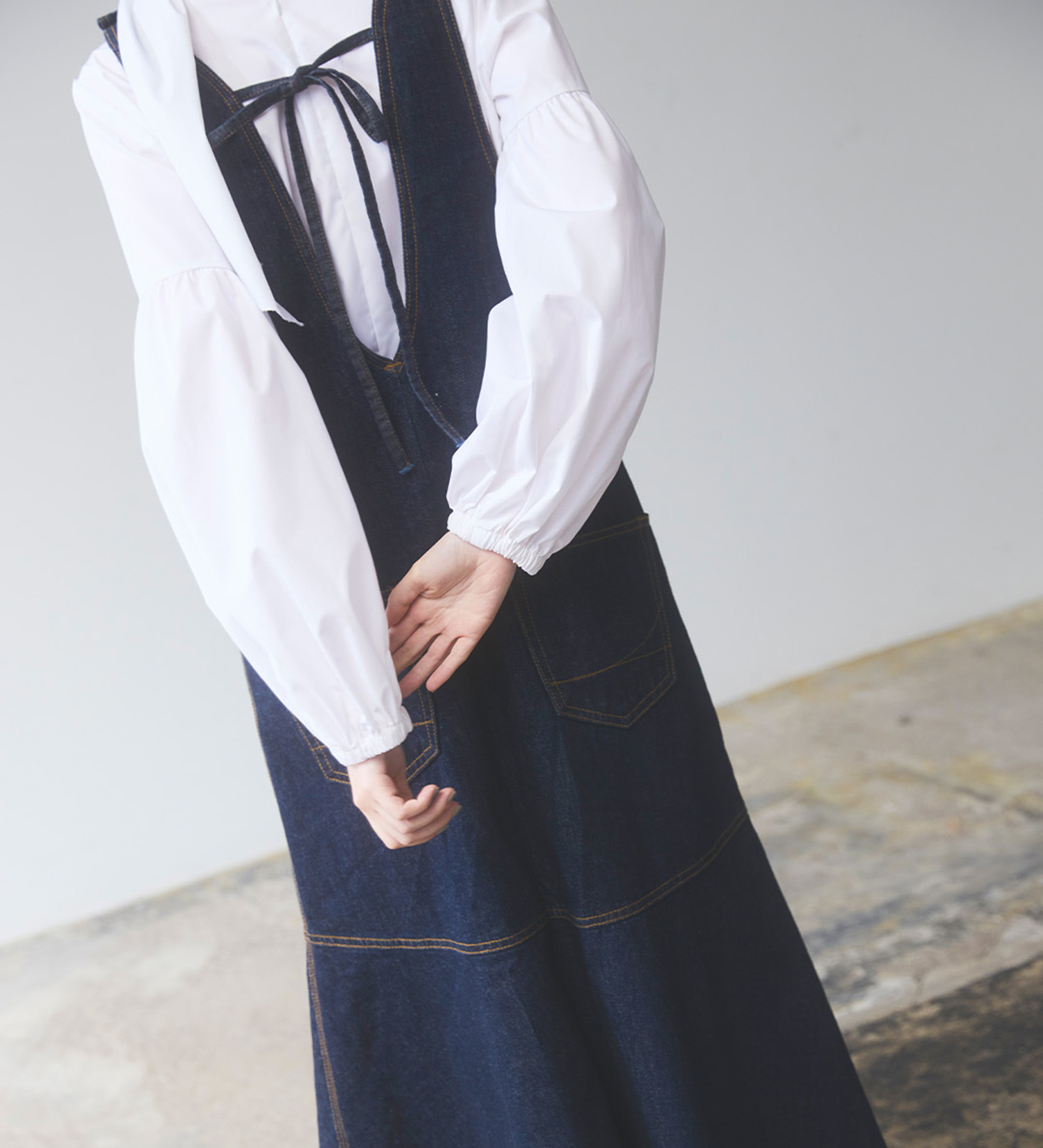 SOMETHING(サムシング)のatelier SOMETHING　AMERICAN SLEEVE ONEPIECE/アメリカンスリーブワンピース|ワンピース/ワンピース/レディース|インディゴブルー