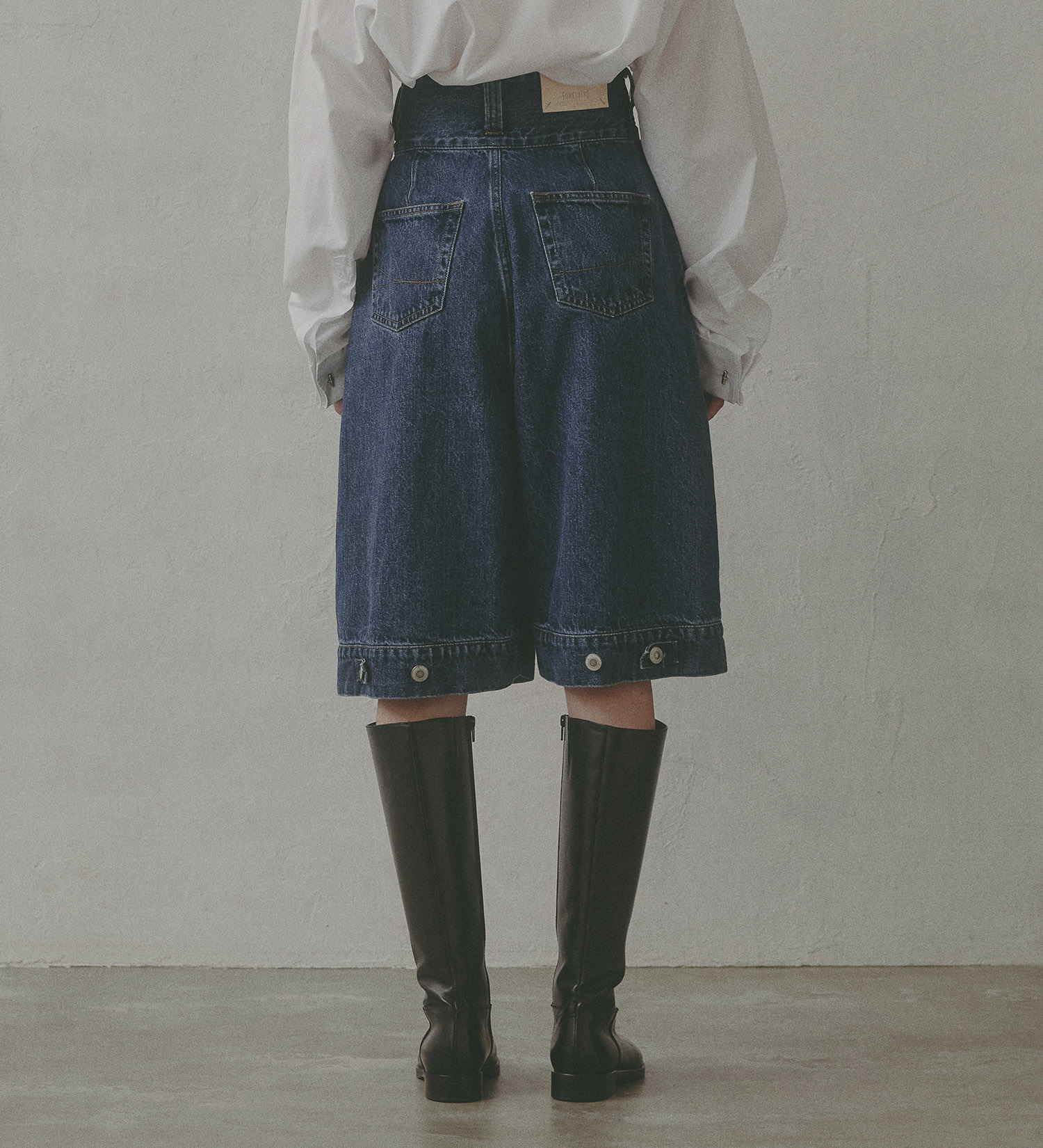 SOMETHING(サムシング)の【予約】atelier SOMETHING TLEB HALF PANTS/アトリエサムシングデニムハーフパンツ|パンツ/デニム/ジーンズパンツ/レディース|中色ブルー