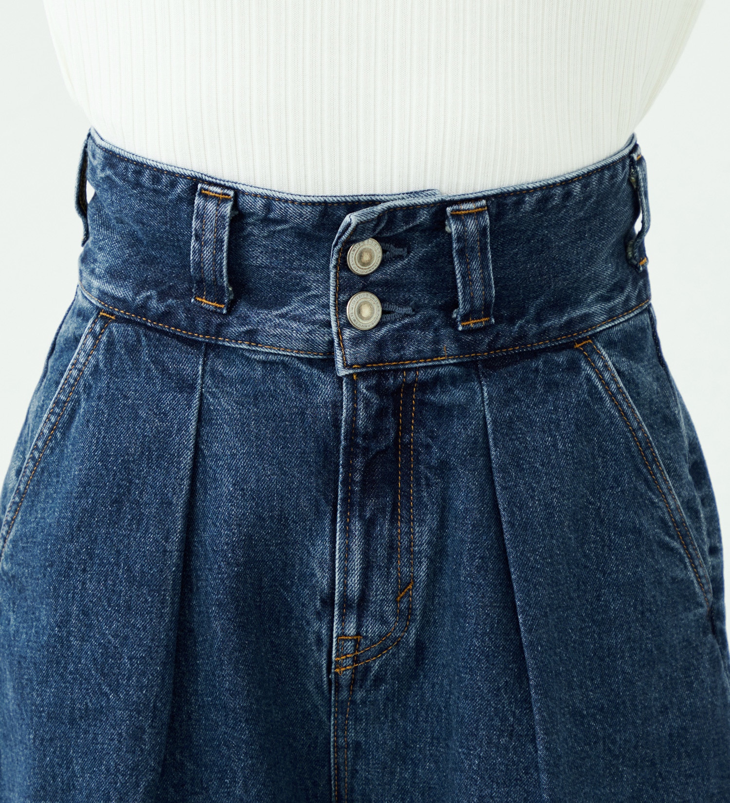 SOMETHING(サムシング)の【予約】atelier SOMETHING TLEB HALF PANTS/アトリエサムシングデニムハーフパンツ|パンツ/デニム/ジーンズパンツ/レディース|中色ブルー