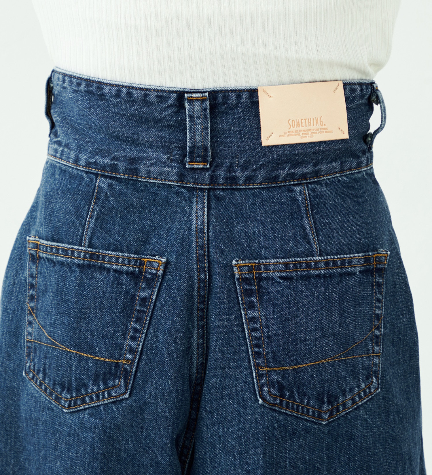 SOMETHING(サムシング)の【予約】atelier SOMETHING TLEB HALF PANTS/アトリエサムシングデニムハーフパンツ|パンツ/デニム/ジーンズパンツ/レディース|中色ブルー