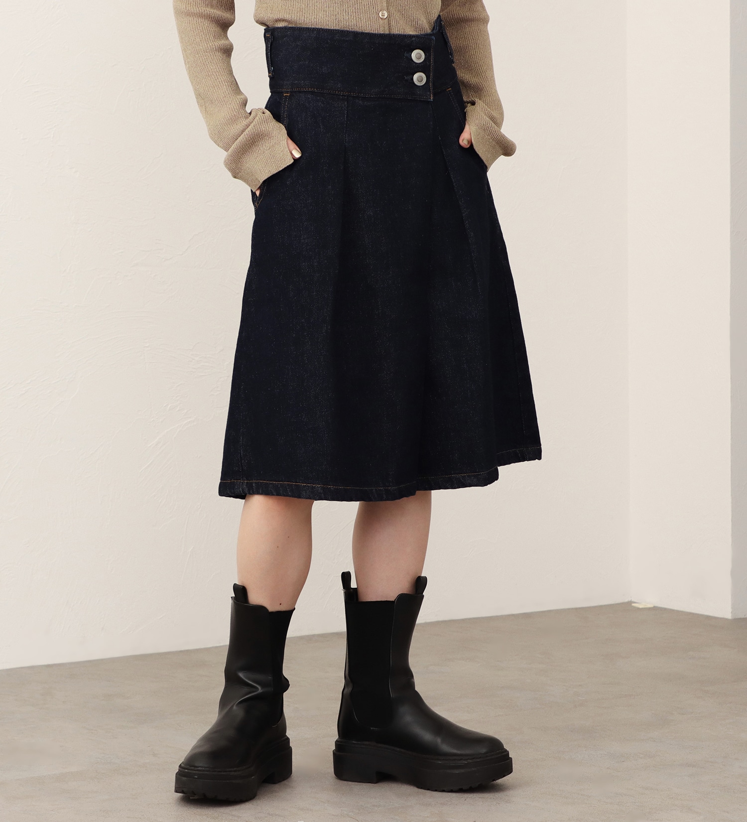 SOMETHING(サムシング)の【予約】atelier SOMETHING WRAP SHORTS/ラップデニムショーツ|//レディース|インディゴブルー