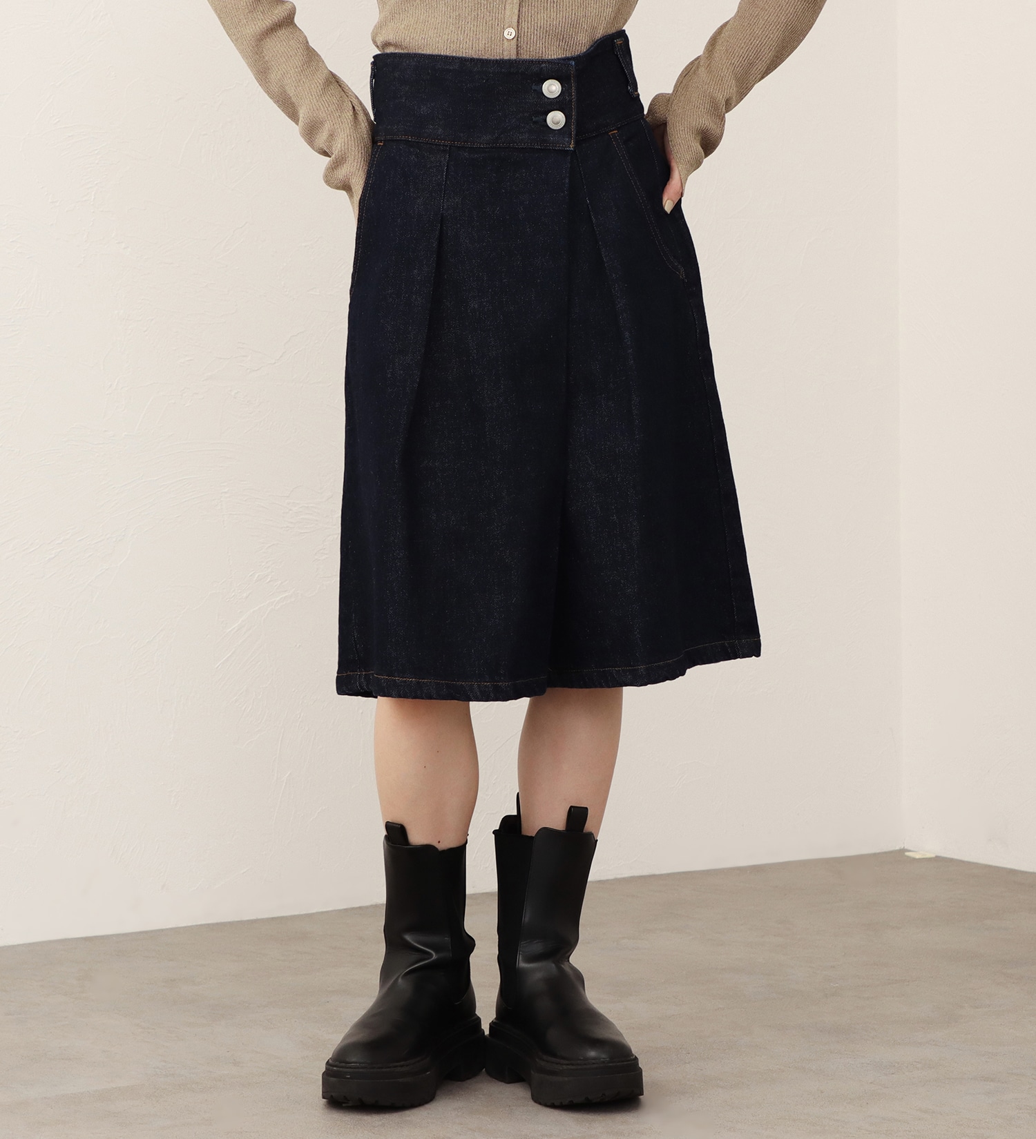 SOMETHING(サムシング)の【予約】atelier SOMETHING WRAP SHORTS/ラップデニムショーツ|//レディース|インディゴブルー