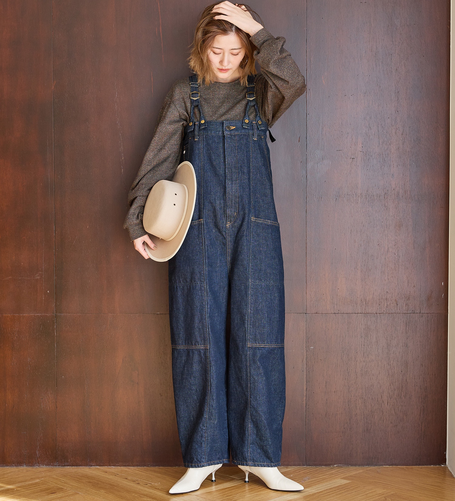 denim dungaree ショート丈 オーバーオール サロペット 150 - サロペット