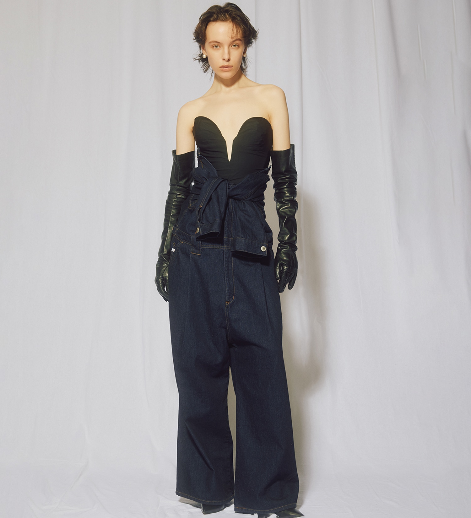 SOMETHING(サムシング)の【GISELe 10月号掲載】atelier SOMETHING STAND COLLAR JUMP SUIT/スタンドカラーデニムジャンプスーツ|オールインワン/つなぎ/オールインワン/レディース|インディゴブルー