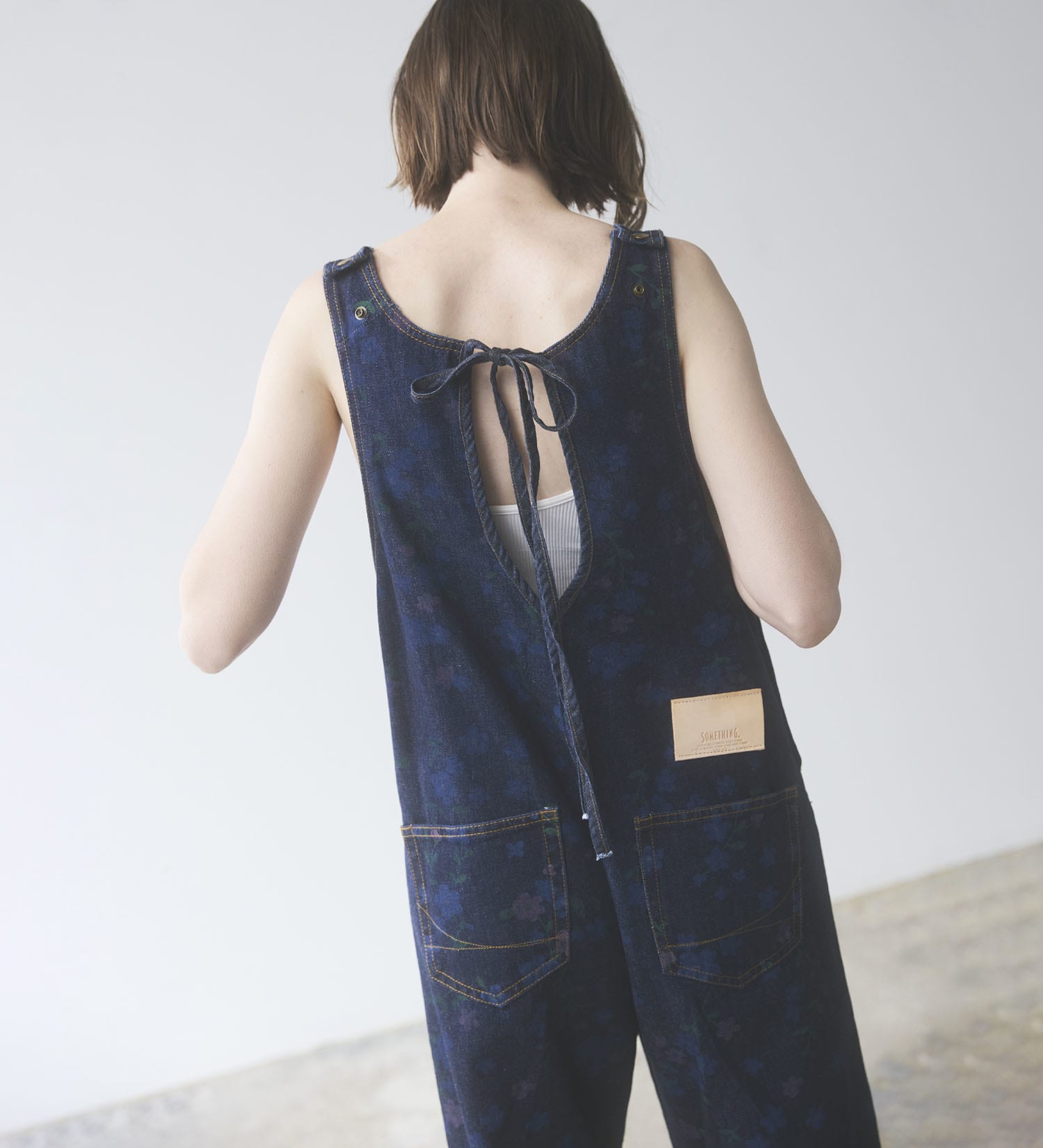 SOMETHING(サムシング)の【予約】atelier SOMETHING AMERICAN SLEEVE ALL IN ONE/アメリカンスリーブオールインワン【FLOWER】|オールインワン/サロペット/オーバーオール/レディース|ブルー