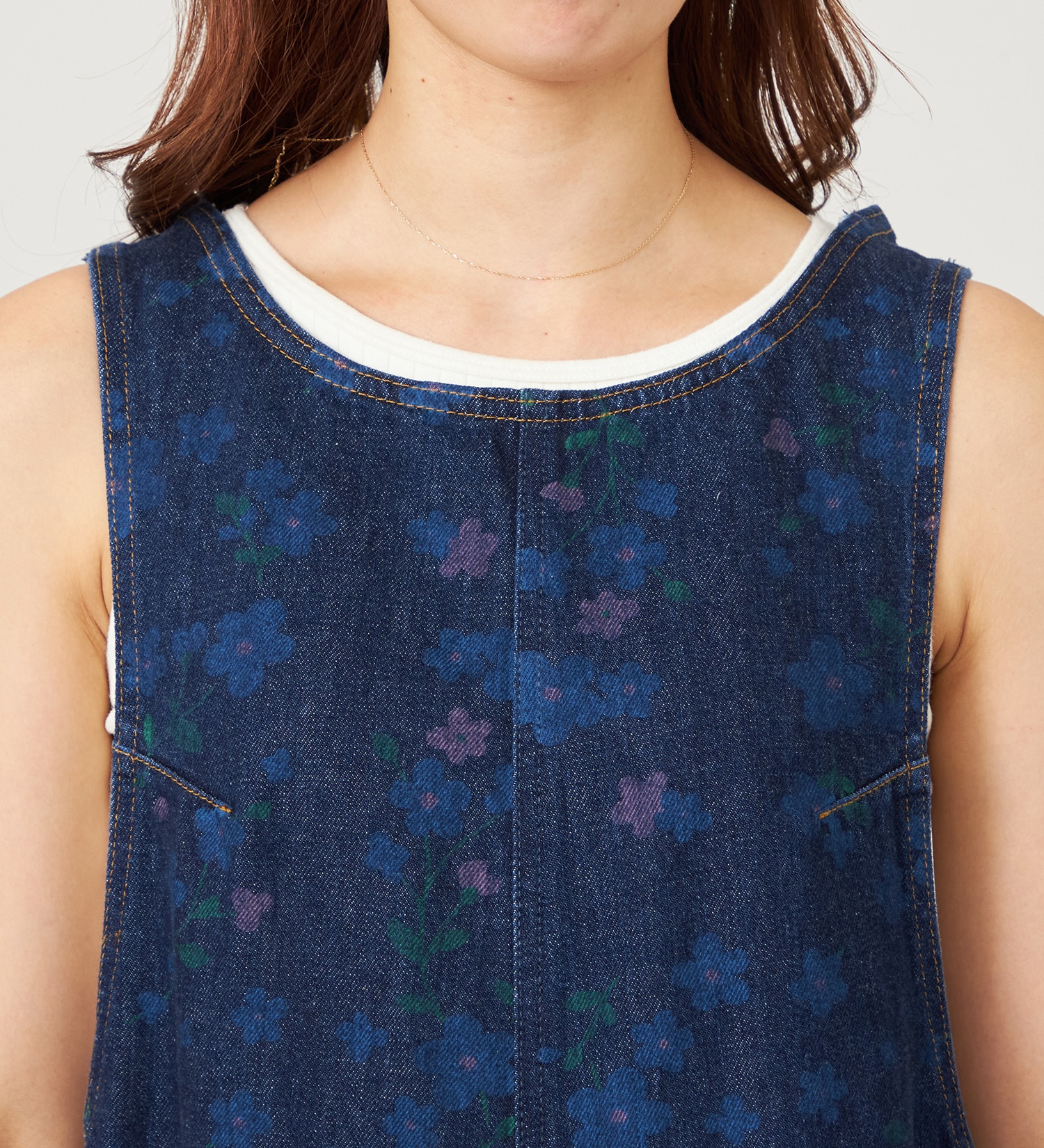 SOMETHING(サムシング)の【予約】atelier SOMETHING AMERICAN SLEEVE ALL IN ONE/アメリカンスリーブオールインワン【FLOWER】|オールインワン/サロペット/オーバーオール/レディース|ブルー