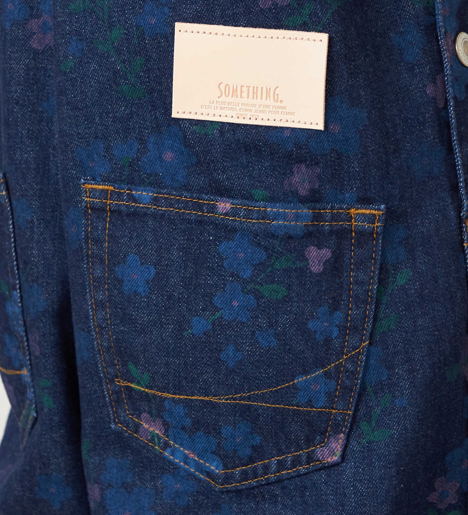 SOMETHING(サムシング)の【予約】atelier SOMETHING AMERICAN SLEEVE ALL IN ONE/アメリカンスリーブオールインワン【FLOWER】|オールインワン/サロペット/オーバーオール/レディース|ブルー