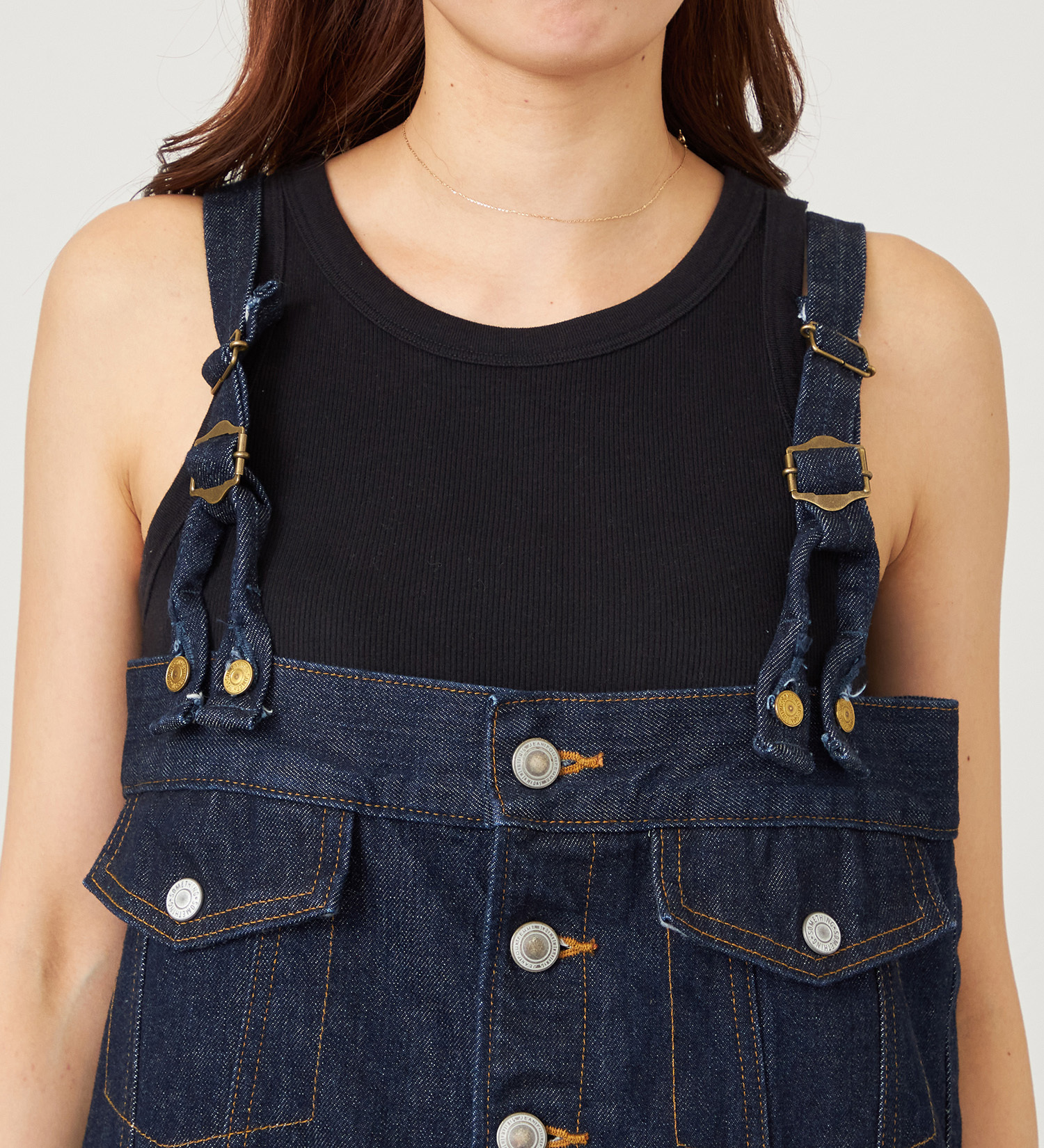 SOMETHING(サムシング)のatelier SOMETHING  BUTTON UP SALOPETTE/サロペット|オールインワン/サロペット/オーバーオール/レディース|インディゴブルー