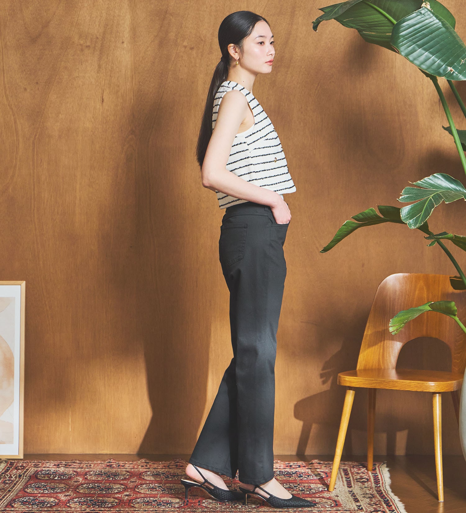 SOMETHING(サムシング)の【百貨店・直営店限定】SOMETHING printemps 股上深め ストレートデニムパンツ|パンツ/デニム/ジーンズパンツ/レディース|ブラック