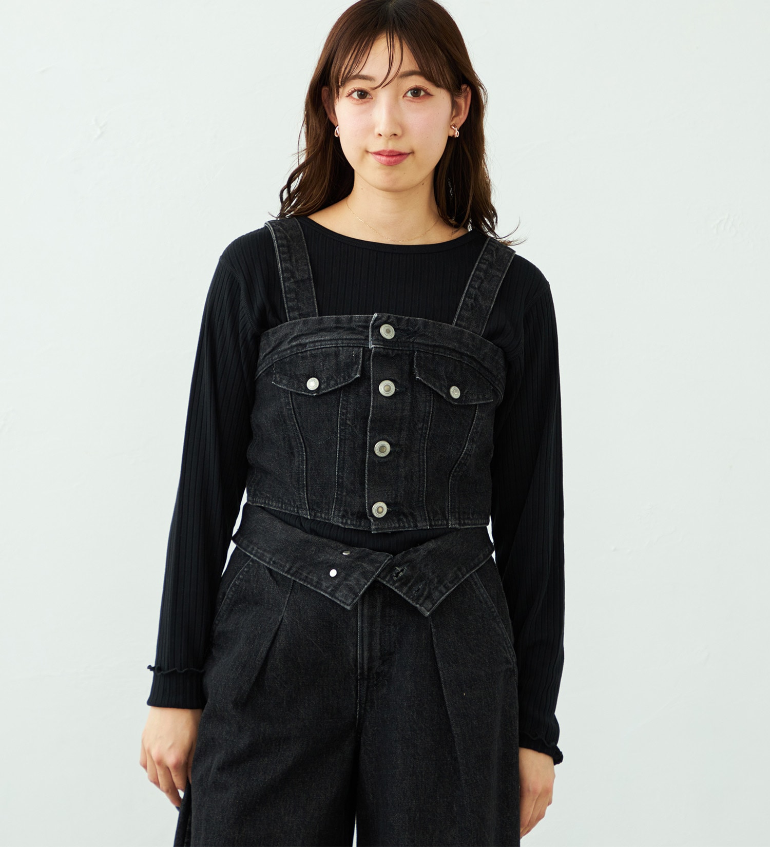 SOMETHING(サムシング)の【予約】atelier SOMETHING デニムビスチェ|トップス/その他トップス/レディース|ブラックデニム