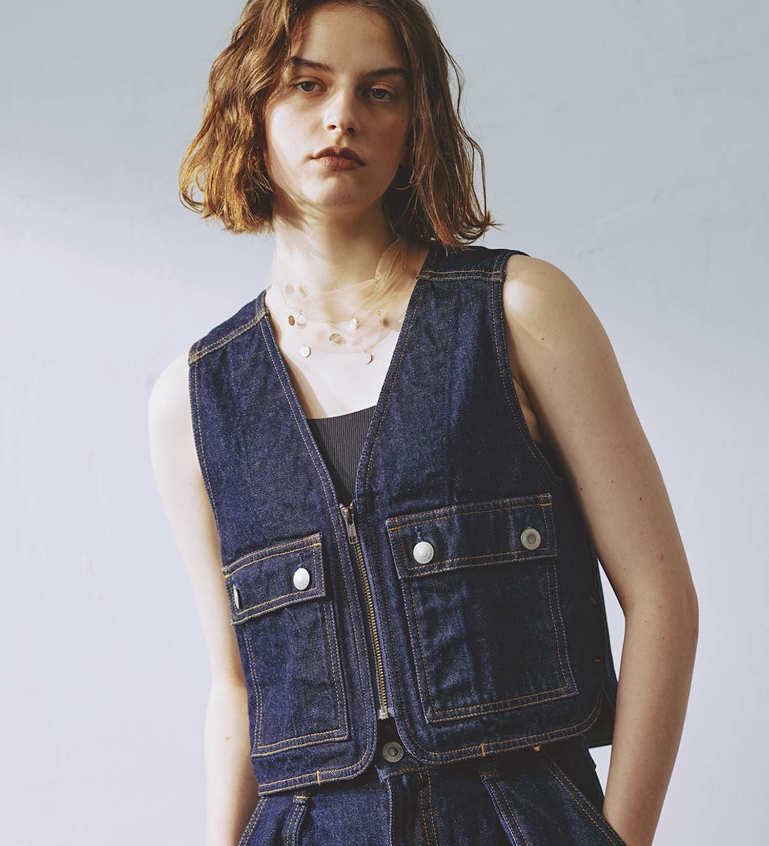 SOMETHING(サムシング)のatelier SOMETHING FISHER MAN VEST /フィッシャーマンベスト|トップス/その他トップス/レディース|インディゴブルー