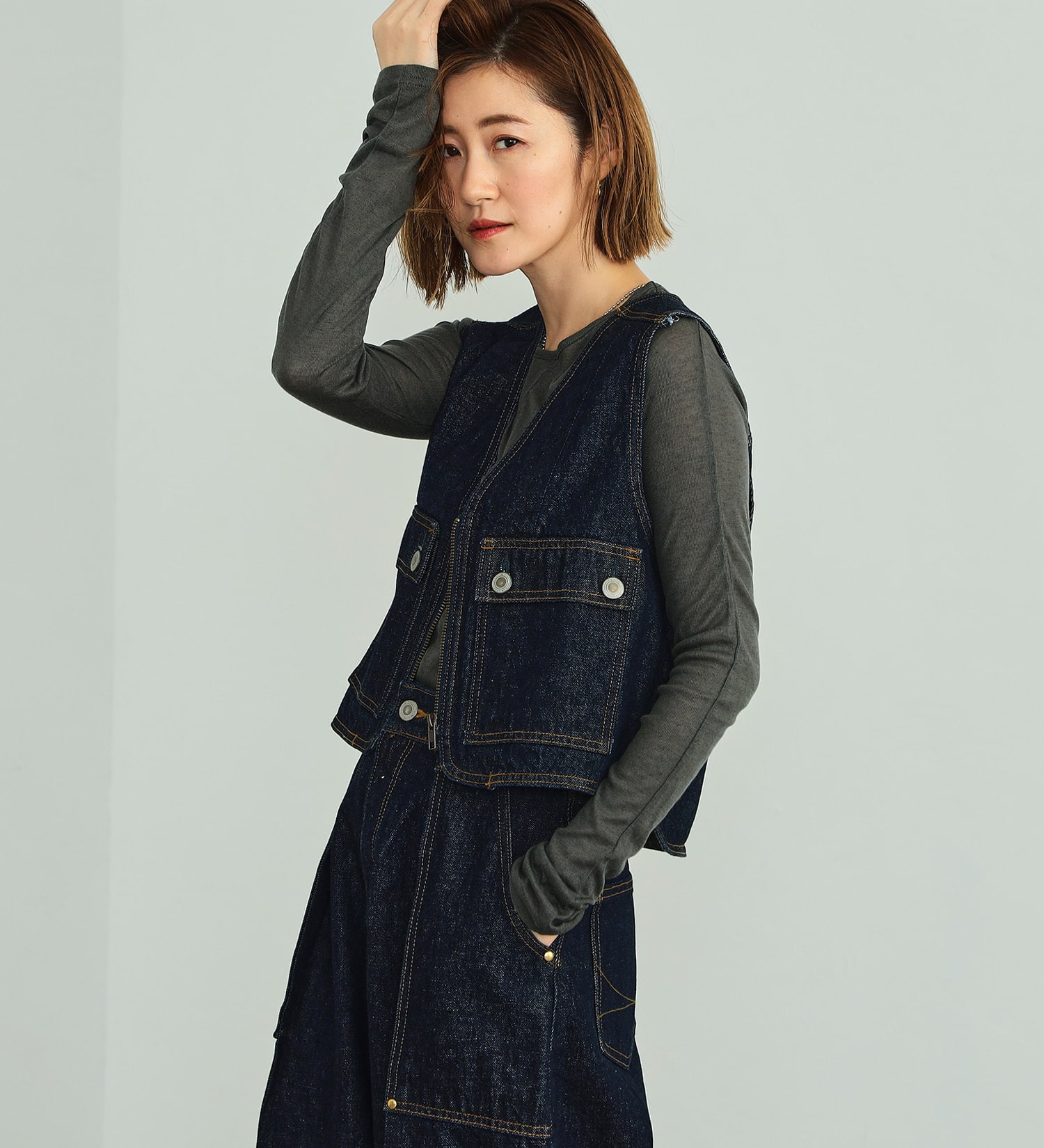 SOMETHING(サムシング)のatelier SOMETHING FISHER MAN VEST /フィッシャーマンベスト|トップス/その他トップス/レディース|インディゴブルー