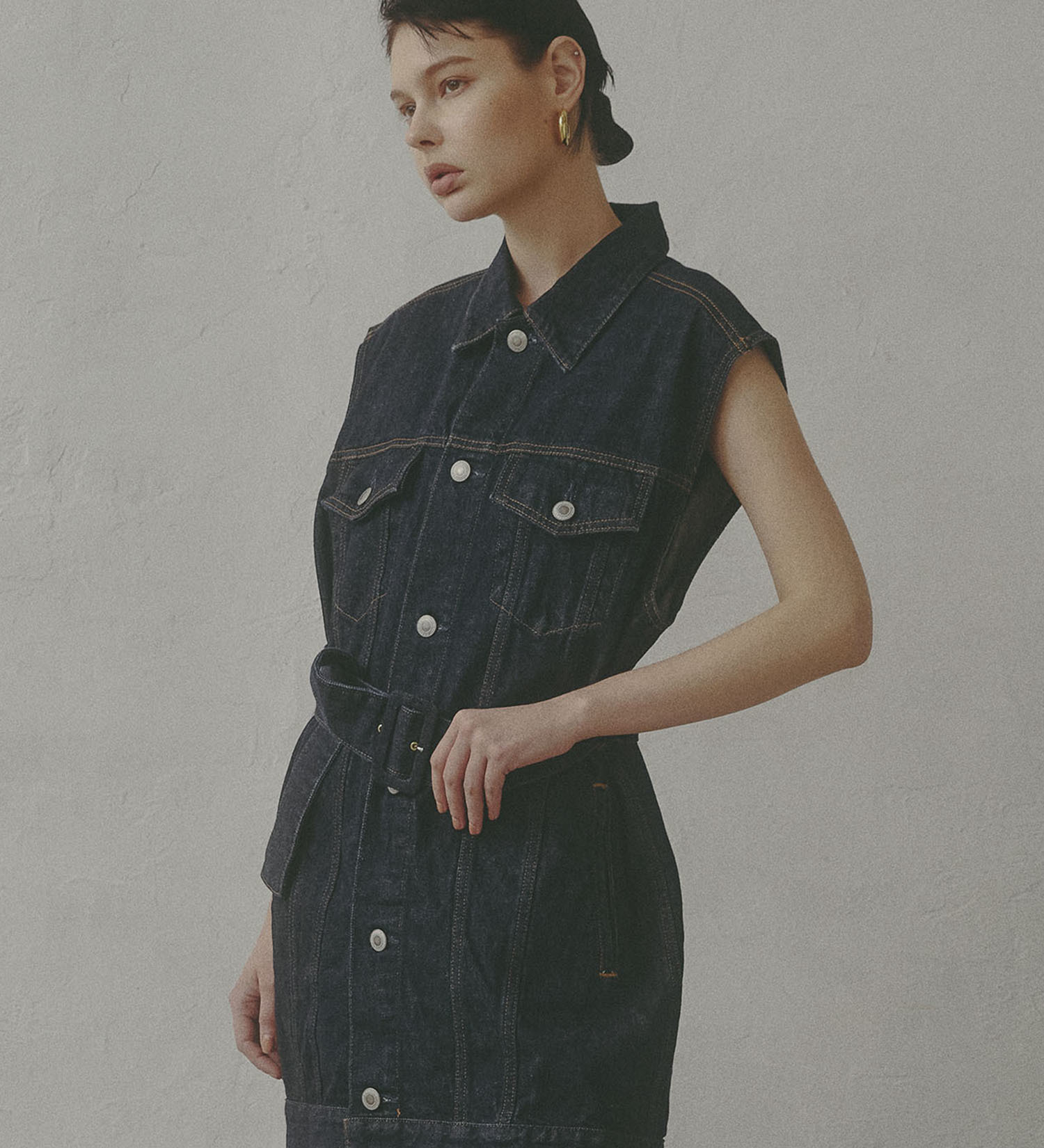 SOMETHING(サムシング)の【予約】atelier SOMETHING BELTED DENIM JACKET/アトリエサムシングベルテッドデニムジャケット|ジャケット/アウター/デニムジャケット/レディース|インディゴブルー