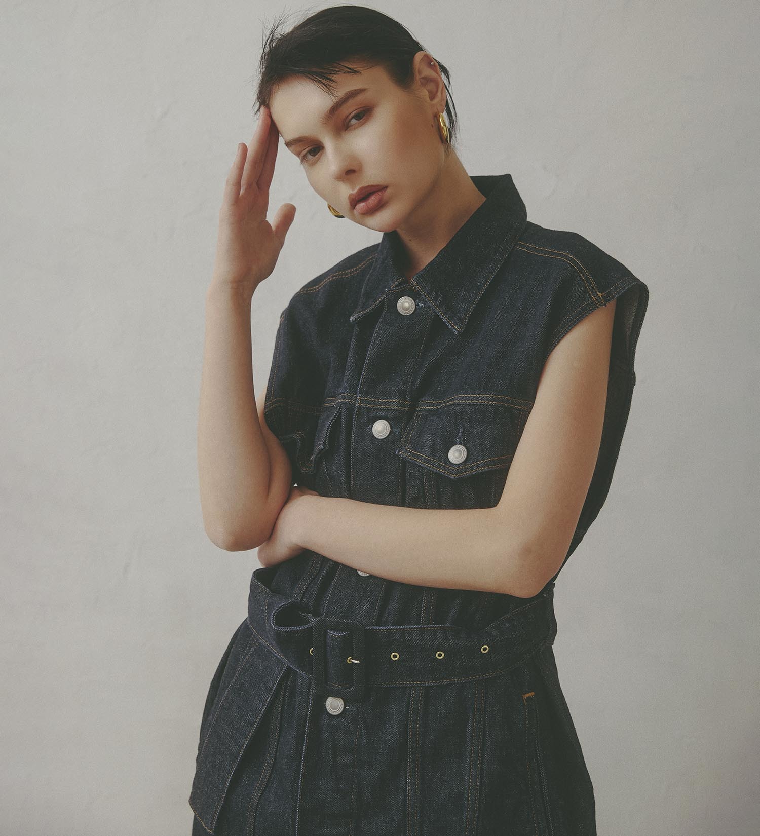 SOMETHING(サムシング)の【予約】atelier SOMETHING BELTED DENIM JACKET/アトリエサムシングベルテッドデニムジャケット|ジャケット/アウター/デニムジャケット/レディース|インディゴブルー