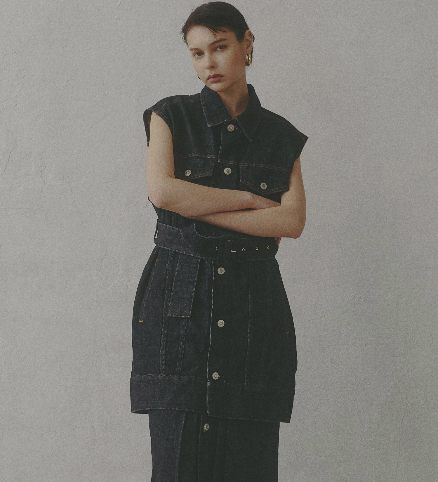 SOMETHING(サムシング)の【予約】atelier SOMETHING BELTED DENIM JACKET/アトリエサムシングベルテッドデニムジャケット|ジャケット/アウター/デニムジャケット/レディース|インディゴブルー