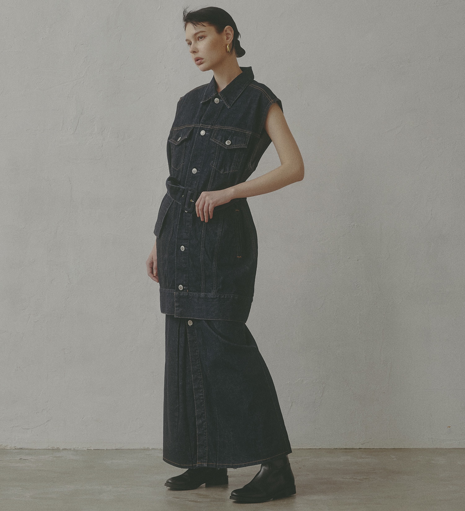 SOMETHING(サムシング)の【予約】atelier SOMETHING BELTED DENIM JACKET/アトリエサムシングベルテッドデニムジャケット|ジャケット/アウター/デニムジャケット/レディース|インディゴブルー