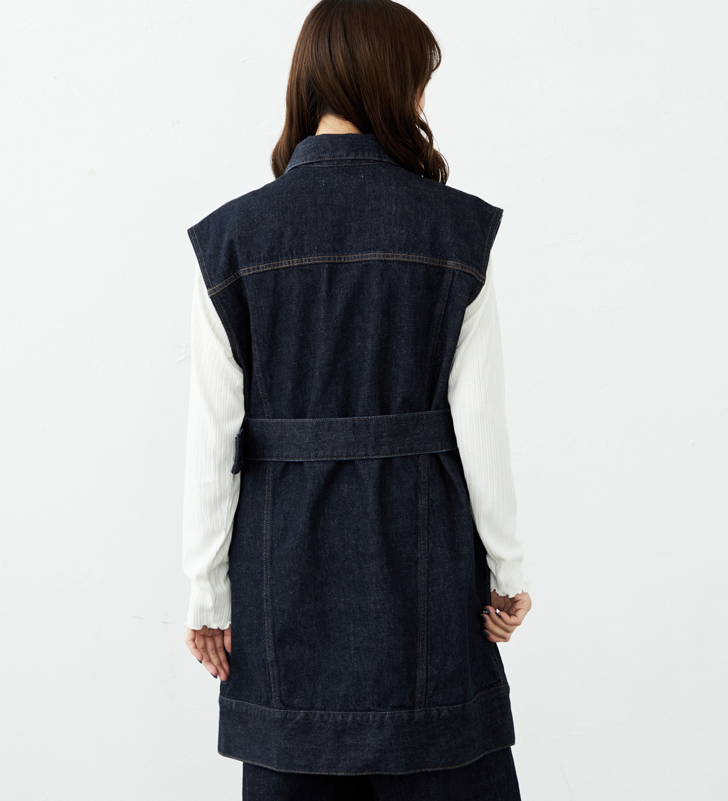 SOMETHING(サムシング)の【予約】atelier SOMETHING BELTED DENIM JACKET/アトリエサムシングベルテッドデニムジャケット|ジャケット/アウター/デニムジャケット/レディース|インディゴブルー